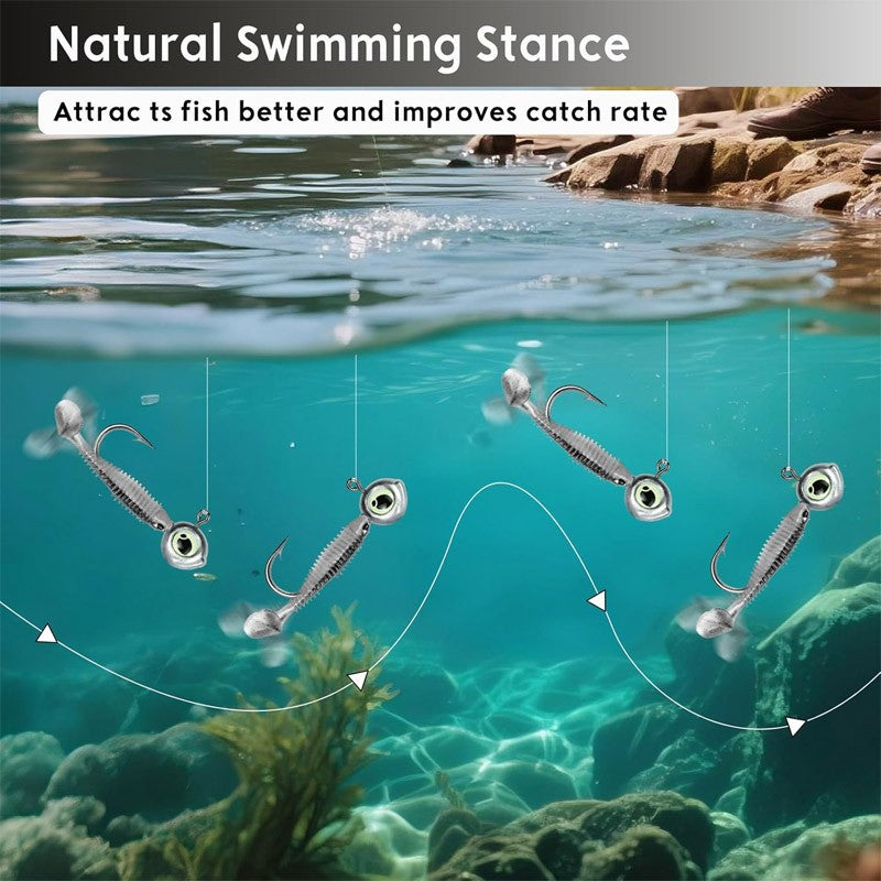 20Pcs Luminous Eye Jig Heads for Bass Trout Saltwater Fishing - Multiple Sizes