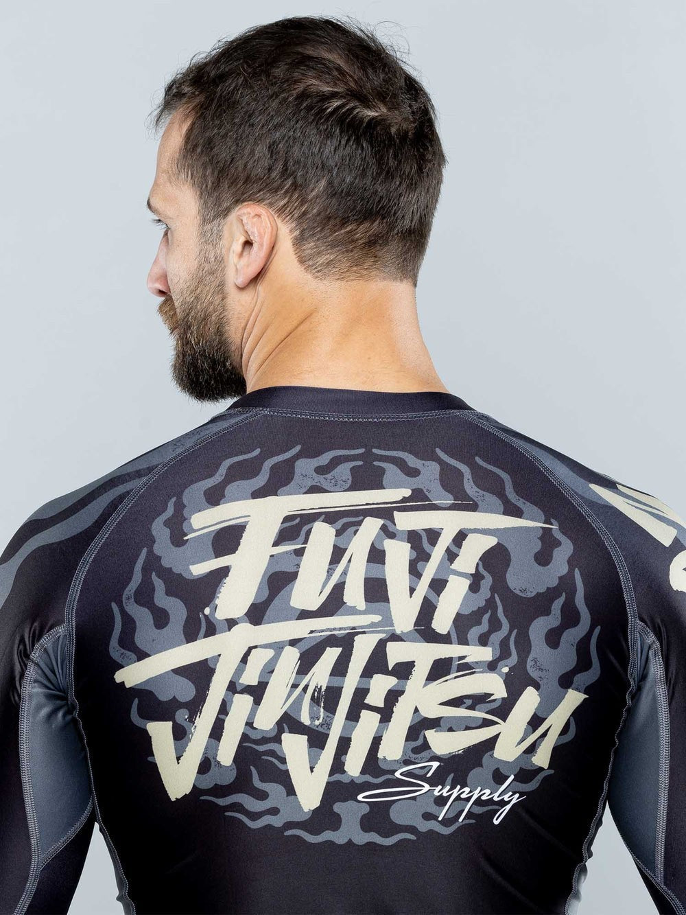 Mens MMA Rashguard Long Sleeve Workout Shirt for Jiu Jitsu & BJJ - Black