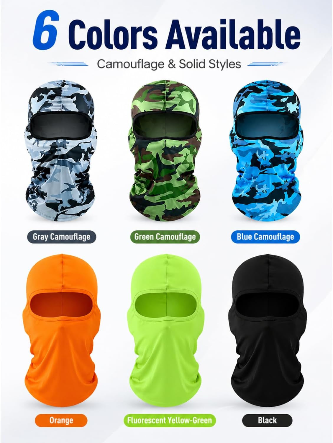 6 Pcs Ski Mask Cover Balaclava Full Face Mask UV Windproof Summer Face Cover