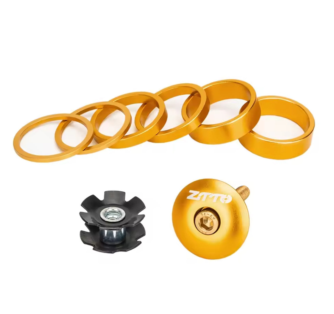 Bicycle Headset Spacer Set Aluminum Alloy Top Cap Washer Ring for 28.6mm Forks