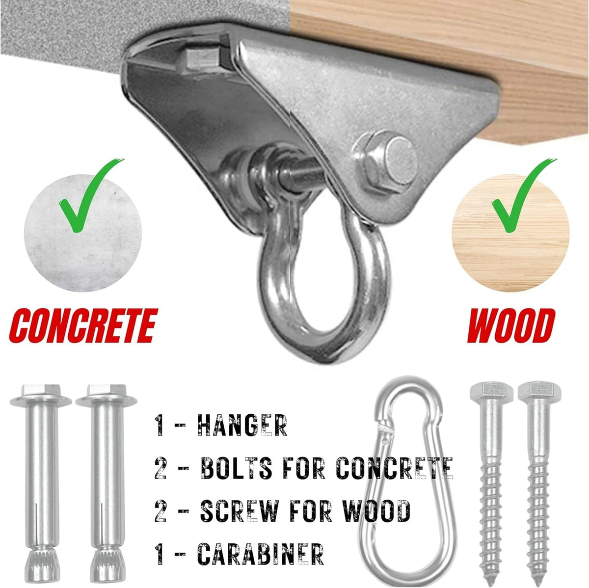Stainless Steel Punching Bag Hanger with Swivel Chain and Snap Hooks - Heavy Duty Gym Equipment