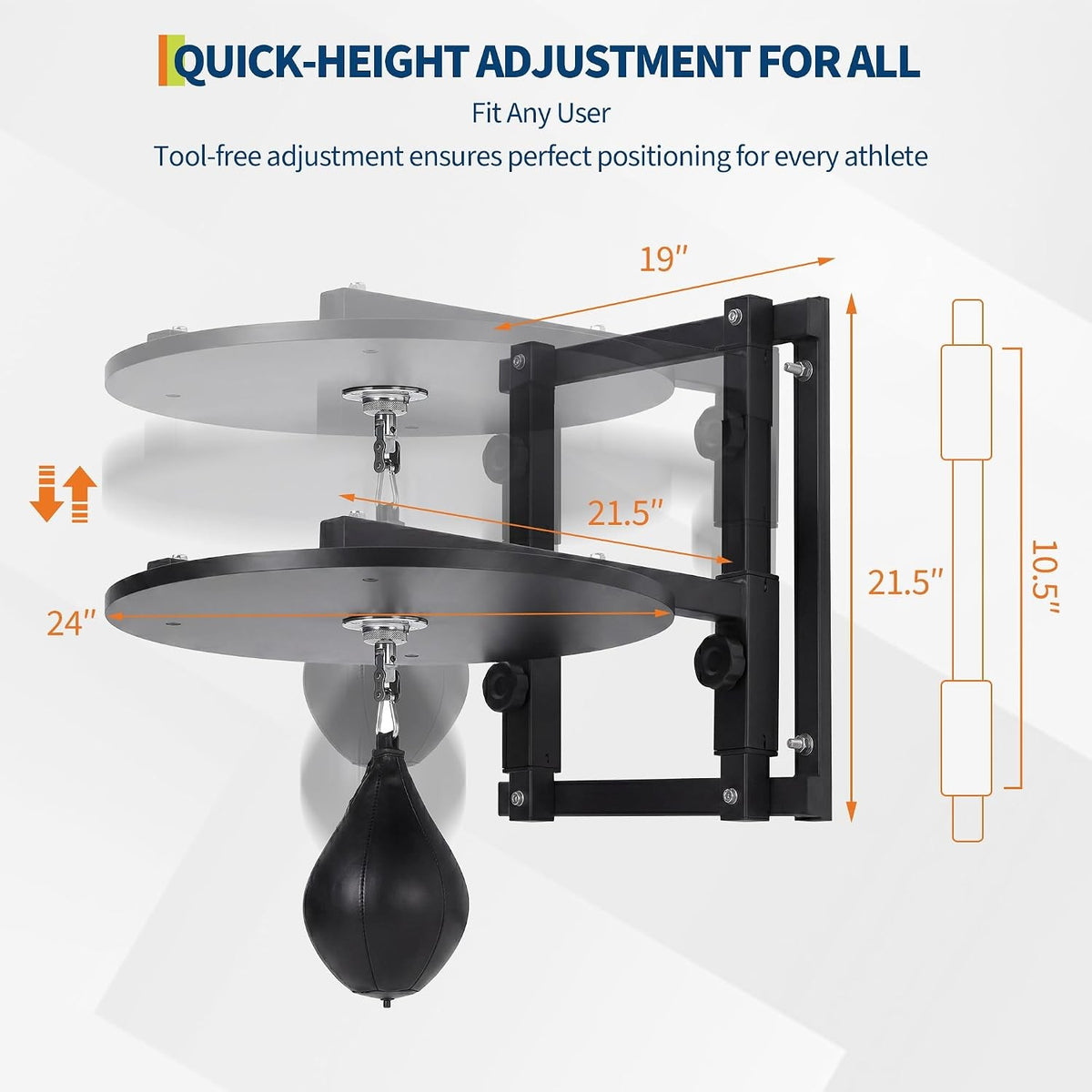 24-Inch Speed Bag Platform Kit with 360° Swivel Wall Mount Boxing Stand