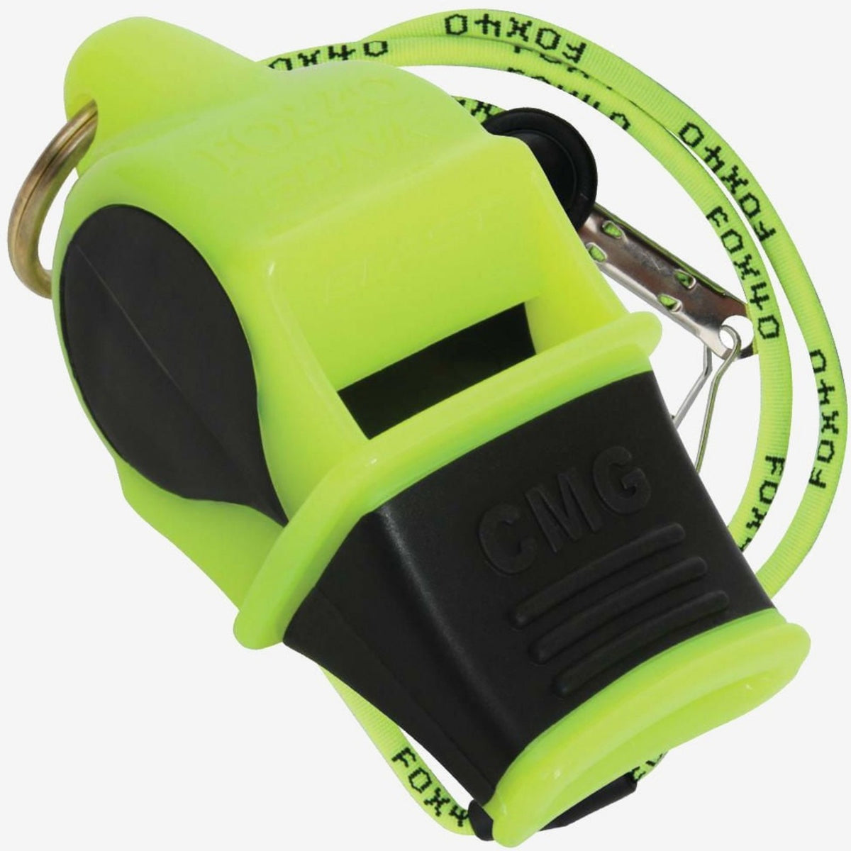 Sport & Safety Whistle with Lanyard - 120 dB Neon/Black Pealess Horn