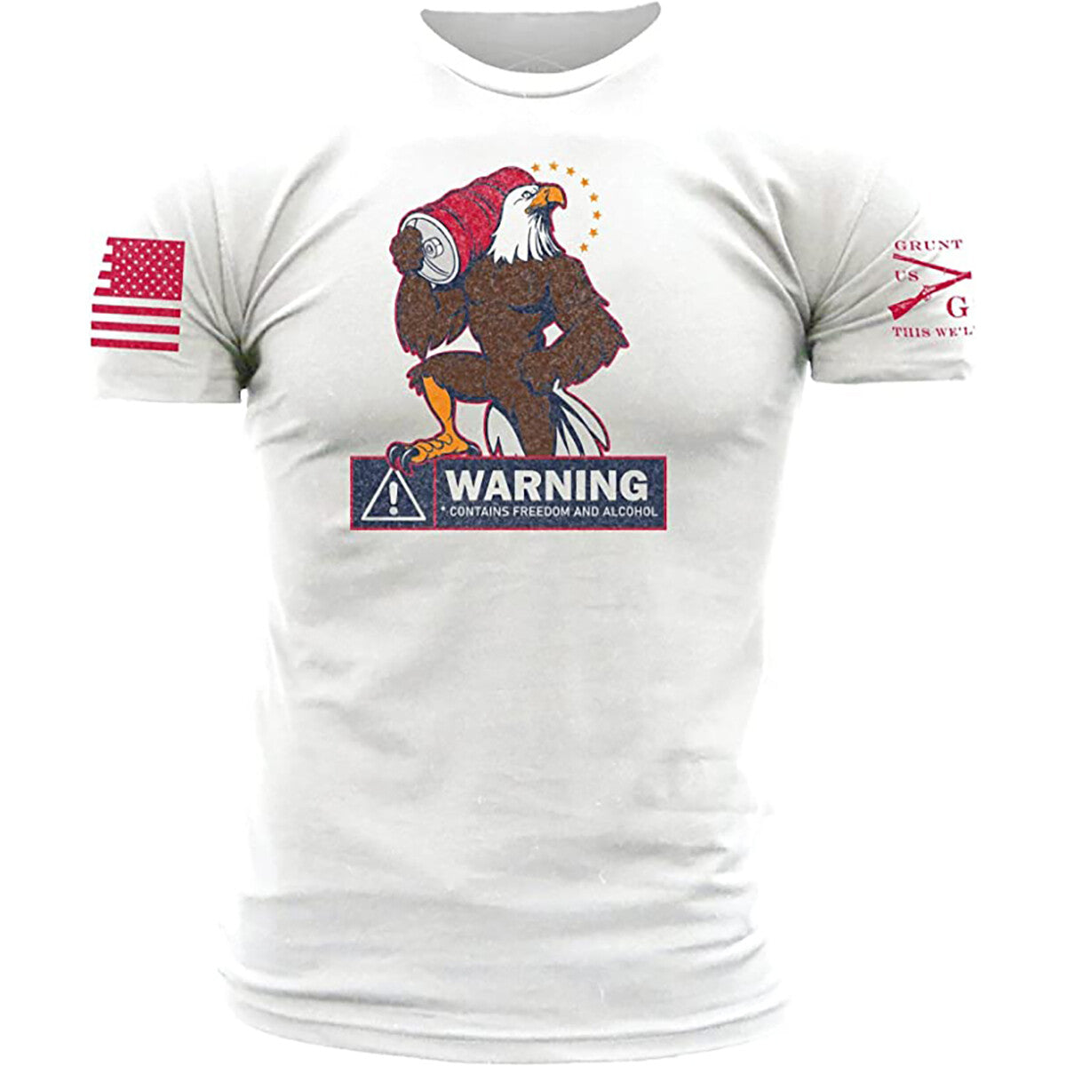 Warning: Freedom In Progress T-Shirt - White, Heavy Cotton Graphic Tee