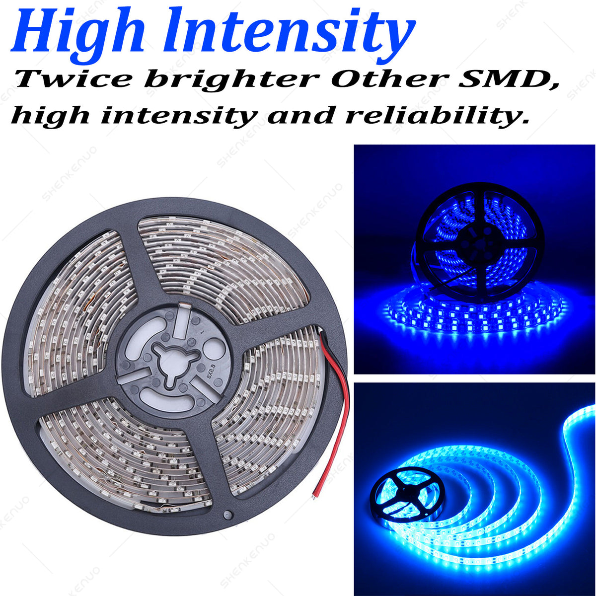 16ft UV LED Strip Light Blue Night Fishing Boat 12V DC Waterproof