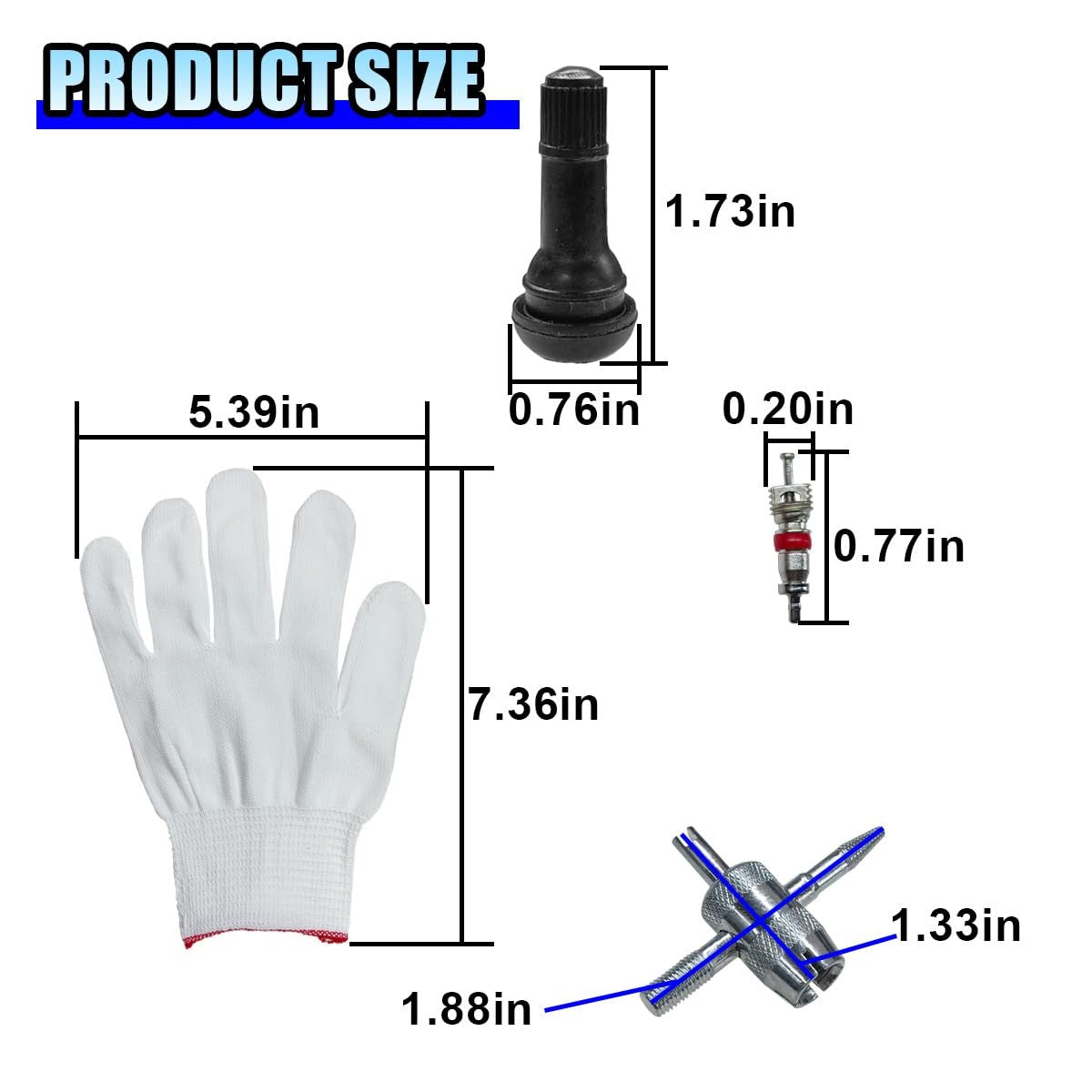 Car Tire Valve Stem Replacement Tool Kit - Quick Change Valve Core, Red