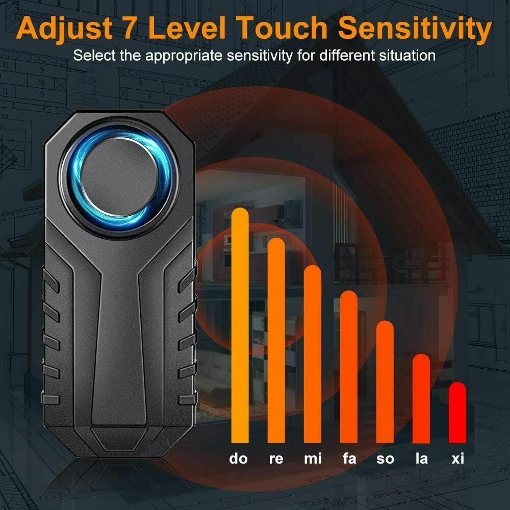 Wireless Bike Alarm with 113dB Loud Siren, Vibration Sensor & Remote Control