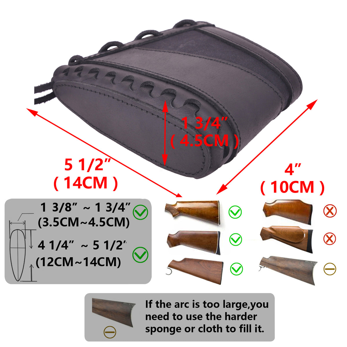 Hunting Rifle & Shotgun Recoil Pad Shoulder Protection Leather & Canvas