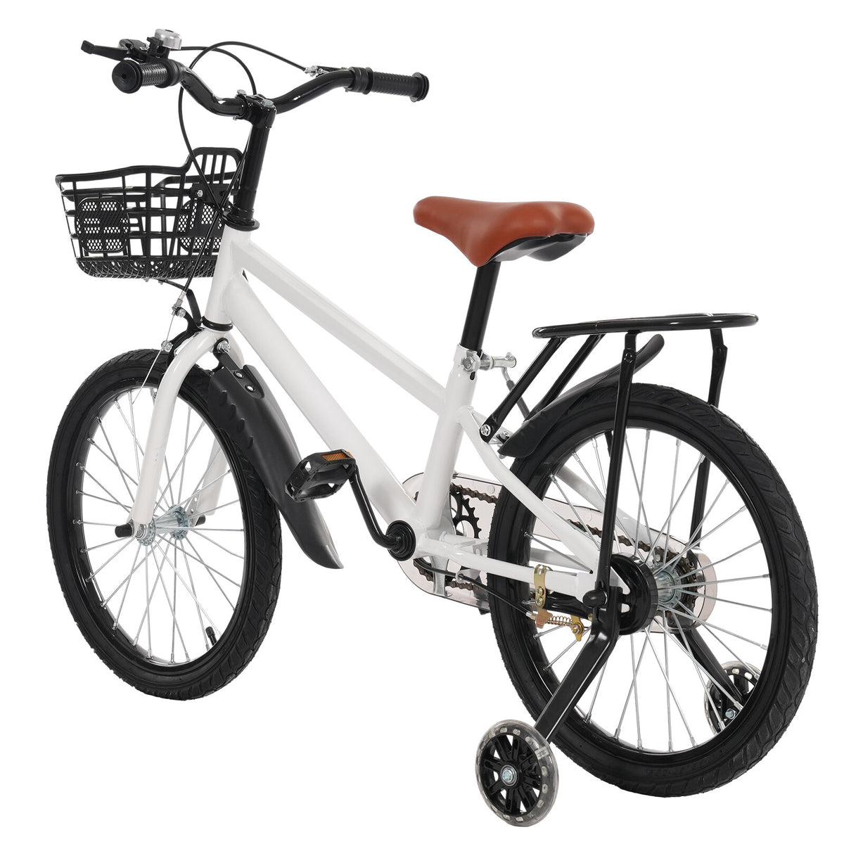 18 Inch Kids Bicycle with Training Wheels & Basket for Children 6-8 Years