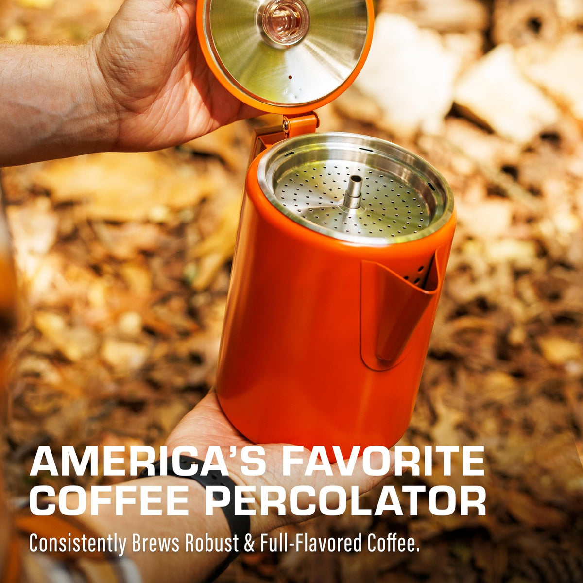 Percolator Coffee Pot 9 Cup Stovetop Camping Coffee Maker Stainless Steel Orange