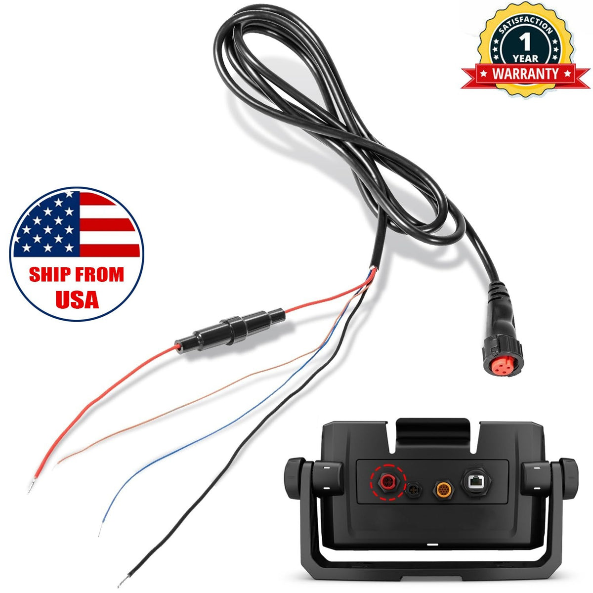 Power/Data Cable for Garmin GPSMAP EchoMAP Plus UHD Panoptix 4-Pin Replacement