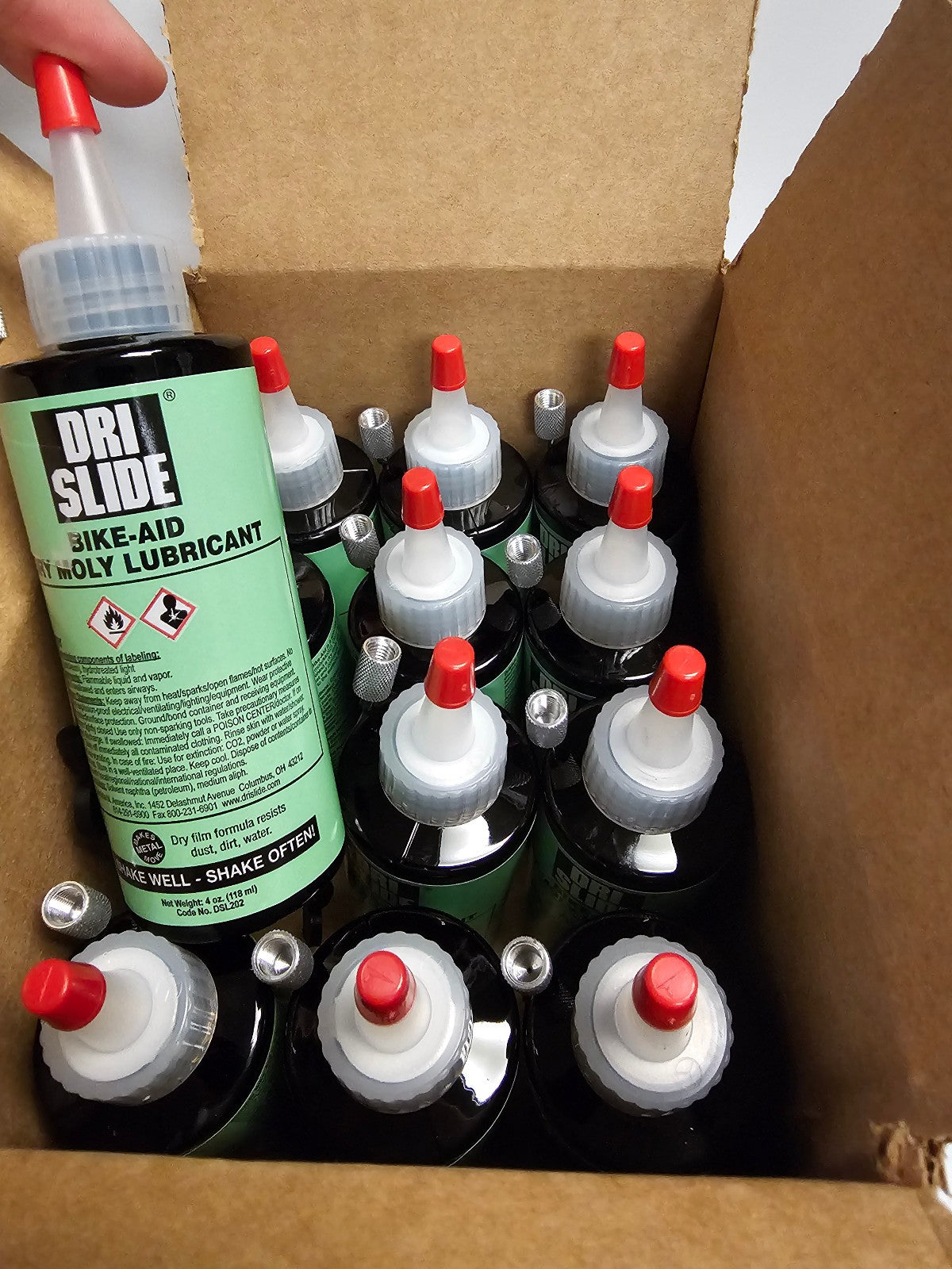 Bike Lubricant Case 12 Bottles with Needle Adapters - Metal on Metal Dry Lubricant