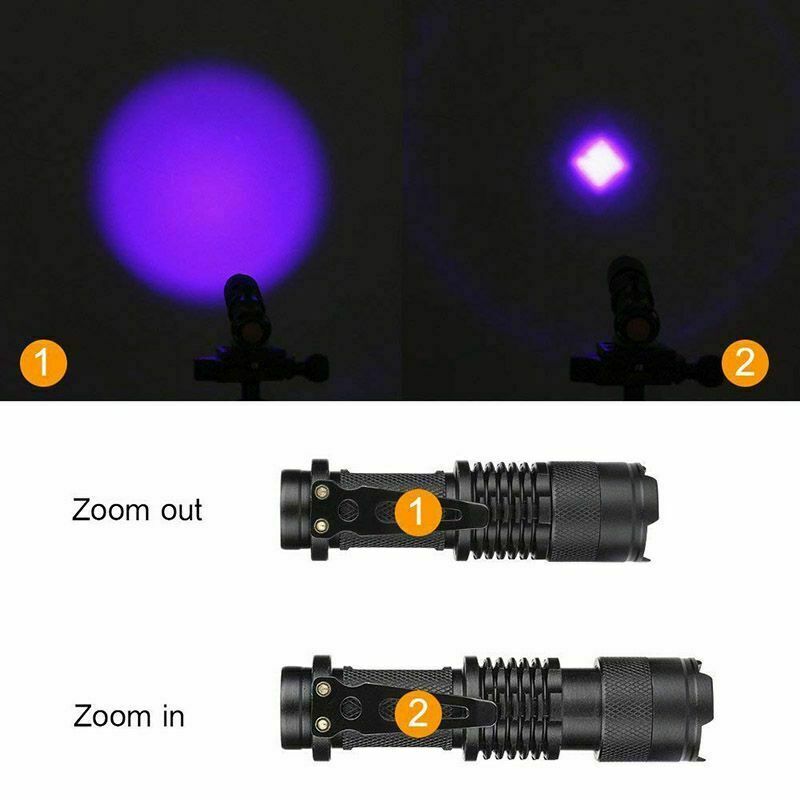 Mini UV Flashlight 395nm Handheld Blacklight for Camping Hunting Night Fishing
