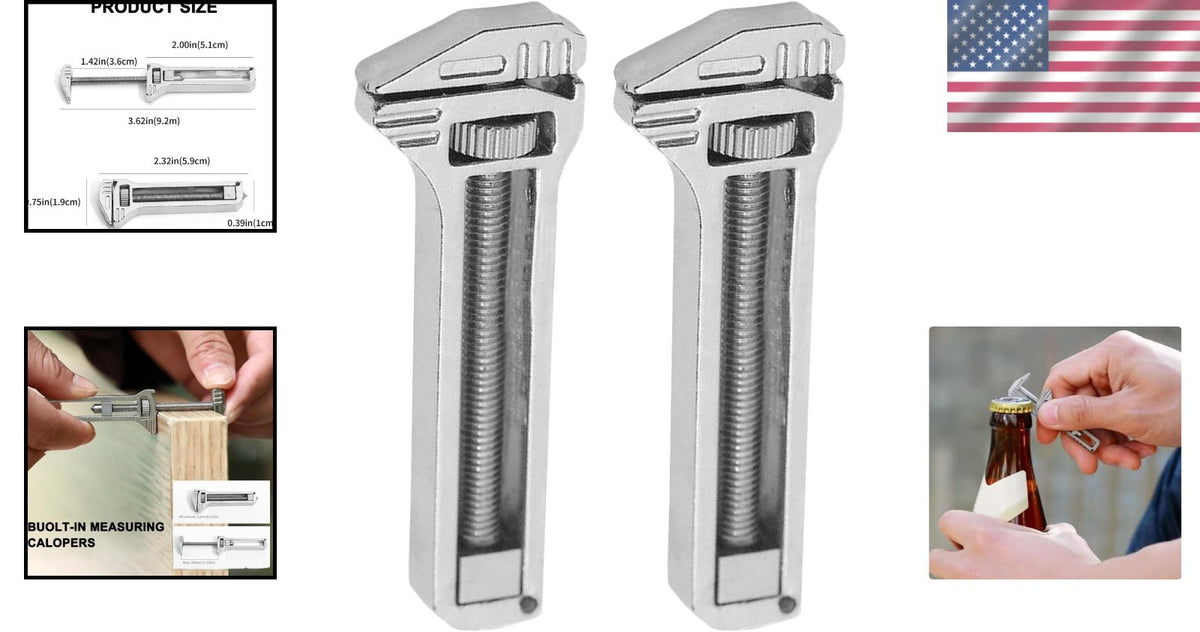 Mini Titanium Multi-Tool Keychain Wrench & Bottle Opener - 2 Pack