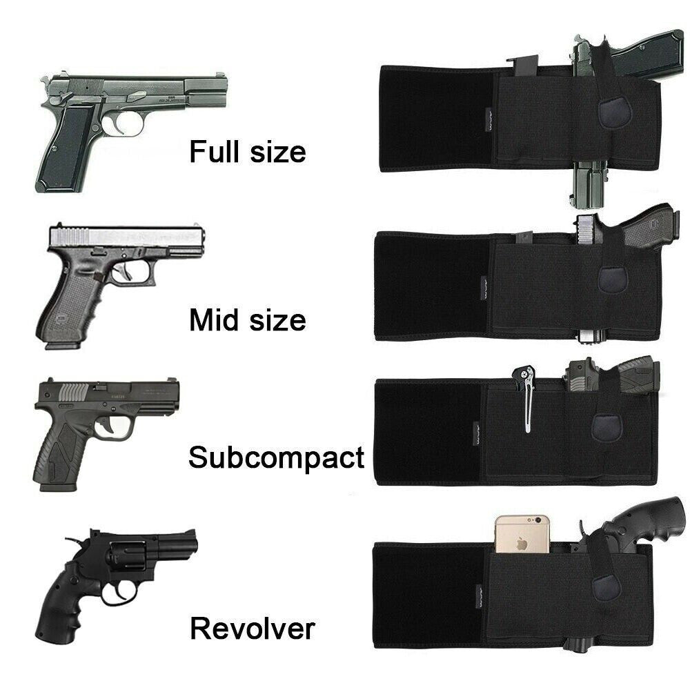 Concealed Carry Belly Band Holster for Left-Hand Gun Waist Wrap