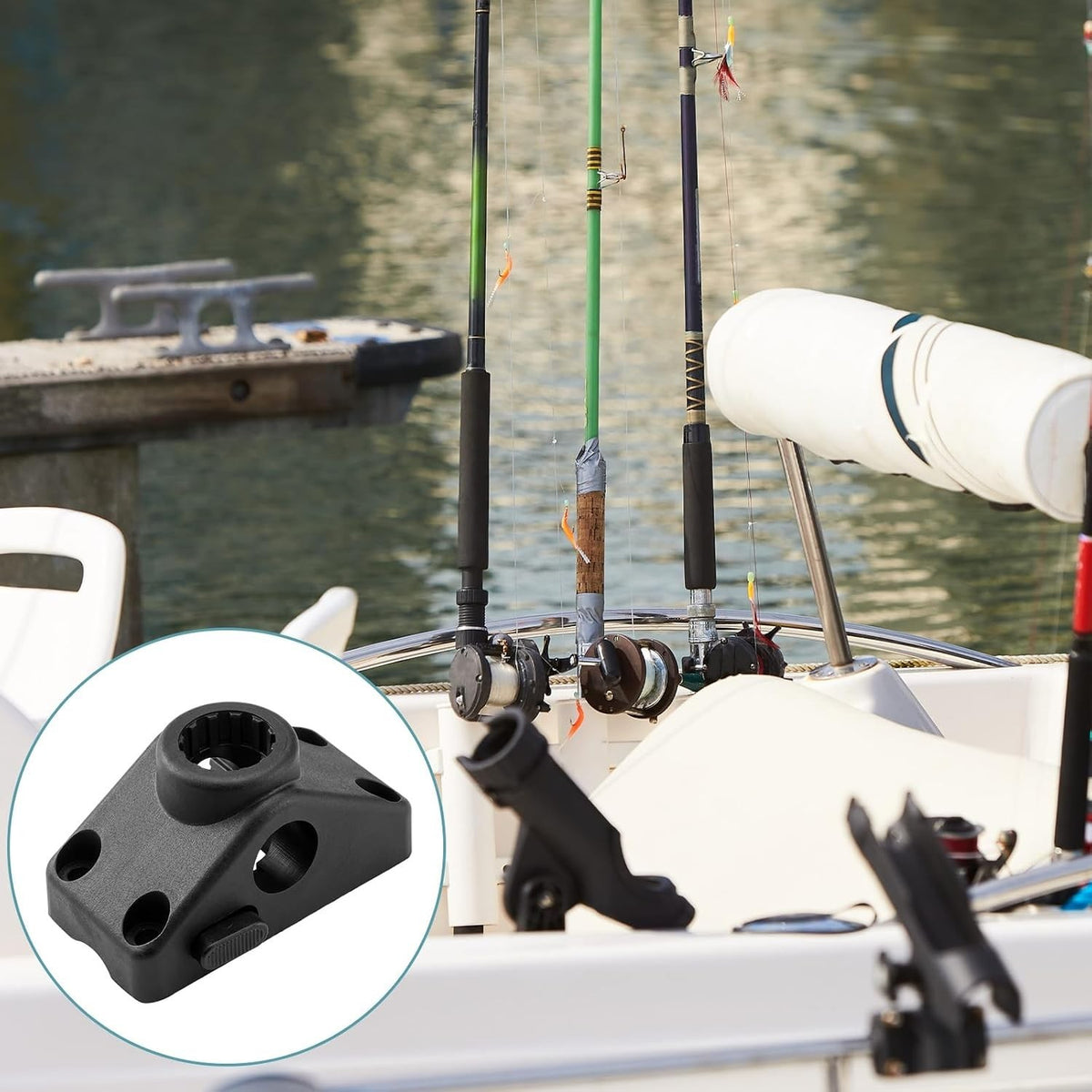 4 Pack Boat & Kayak Fishing Rod Holder Mounting Brackets - Universal Side Deck Locking Mounts