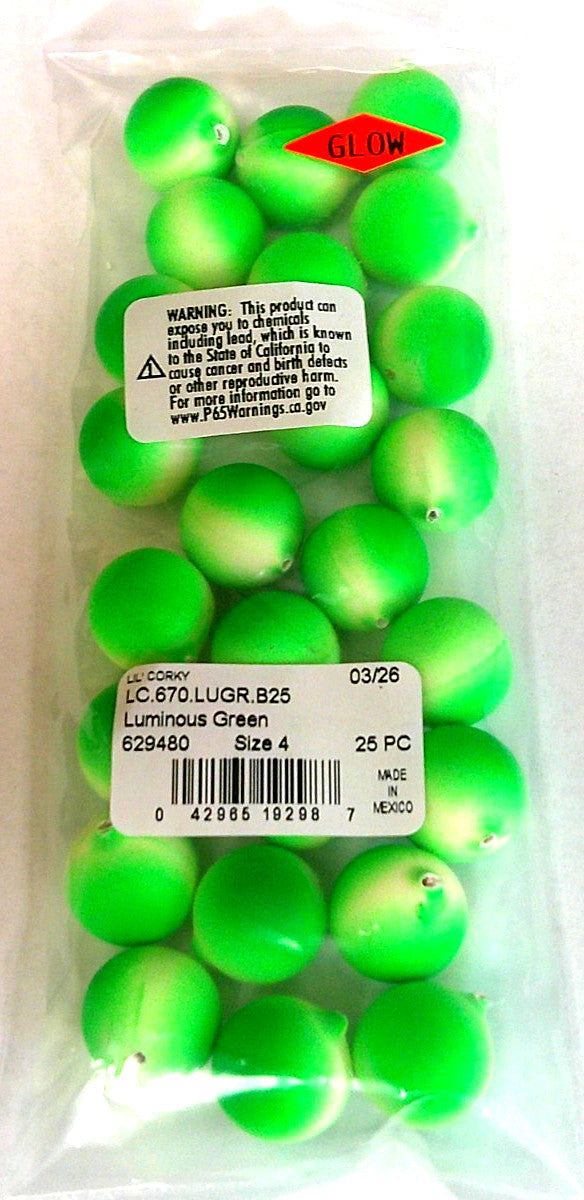 Fishing Float Set - Steelhead Trout Corkies Lures 25 Pack - Glow Color