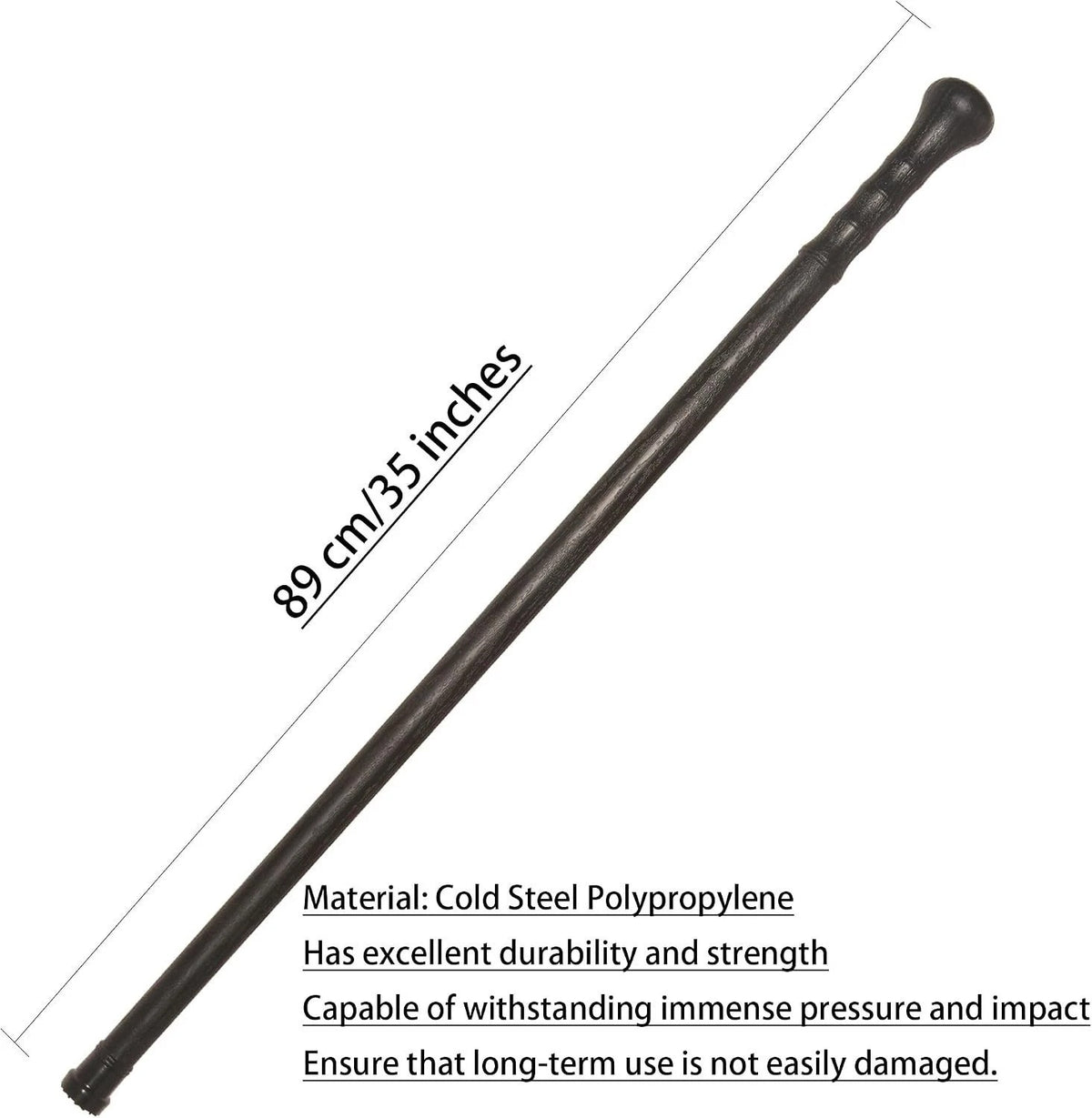 35-Inch Black Hiking Cane for Men Women Mountaineering Walking Support