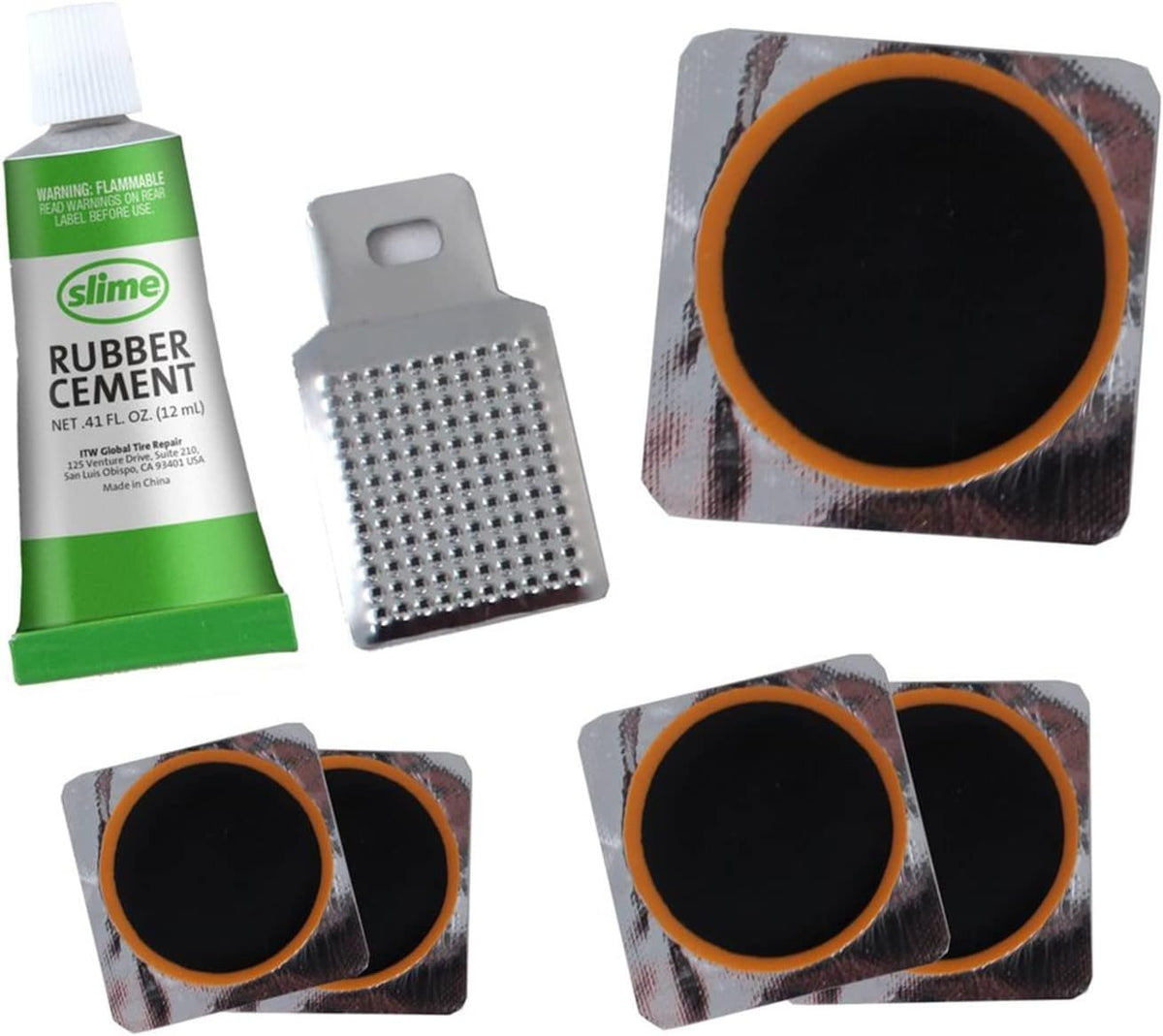 Bike Inner Tube Patch Kit - 7-Piece Bicycle Tire Repair Set