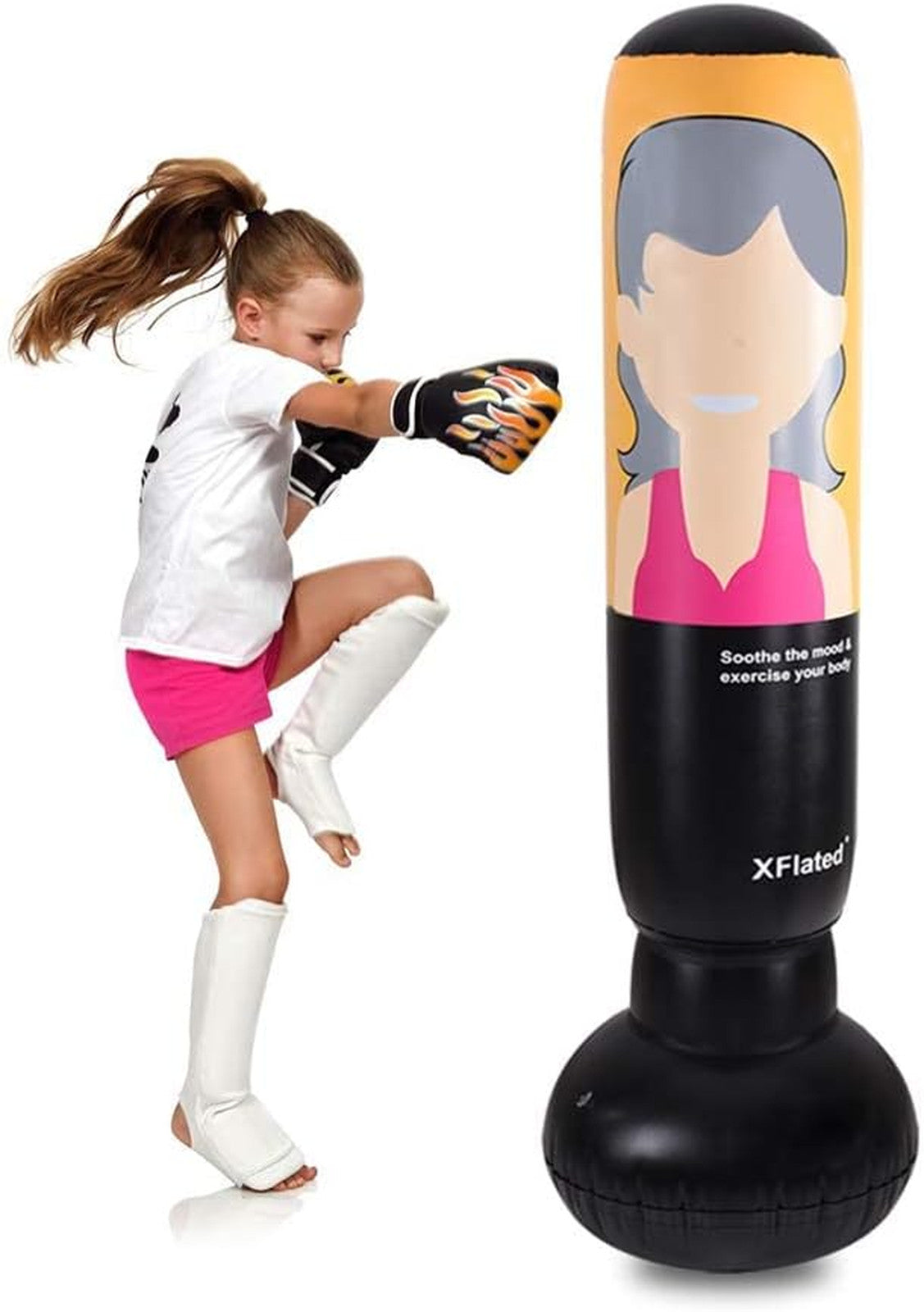 Inflatable Punching Bag for Kids and Adults, 58 Inch Free Standing Boxing Equipment