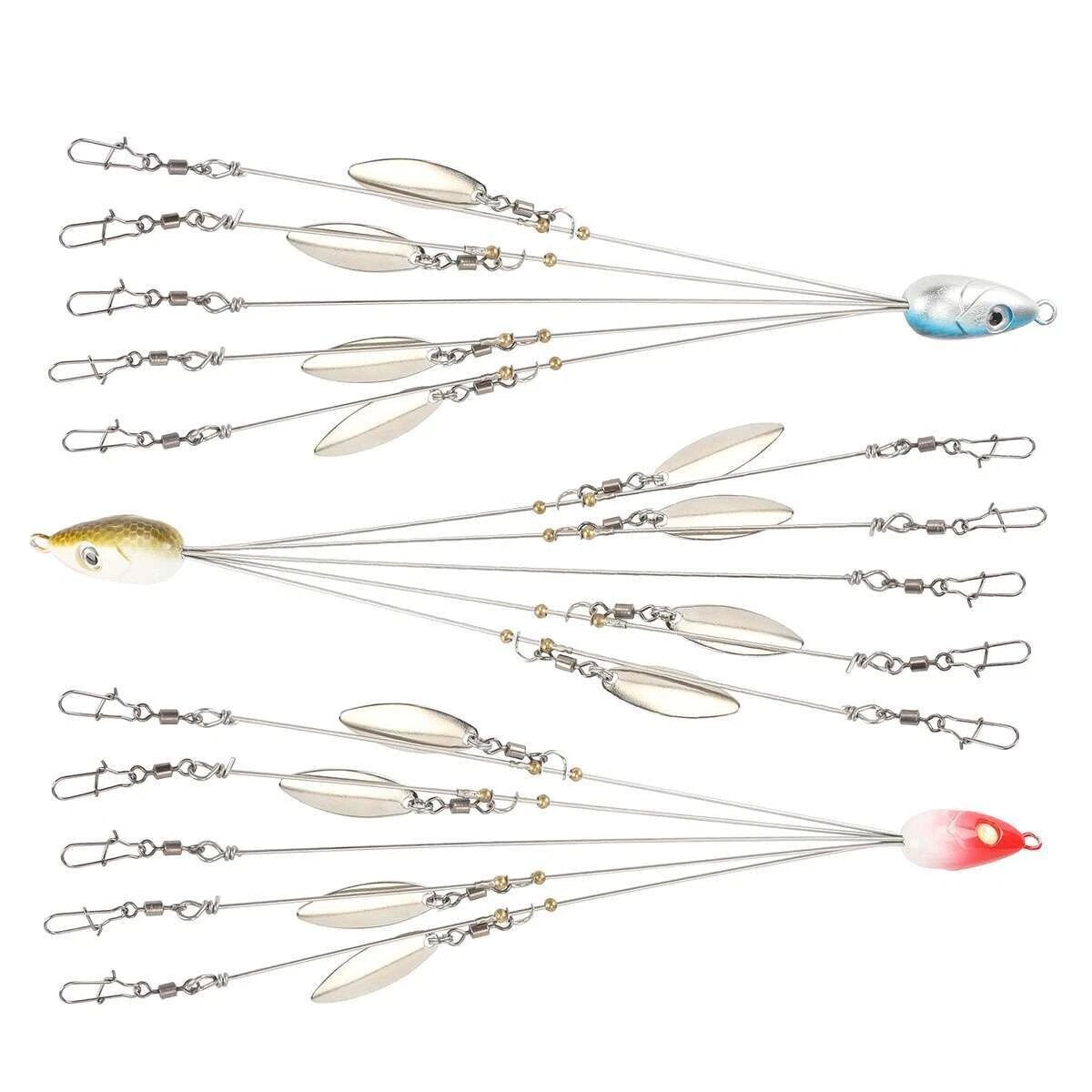 Umbrella Fishing Rig with 4 Blades and 5 Arms for Bass Tackle - Multiple Sets & Colors