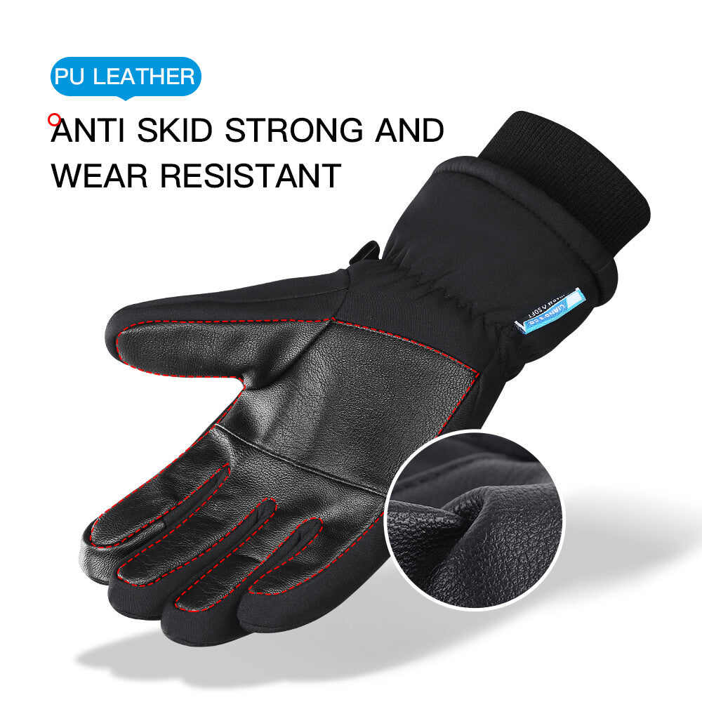 Winter Waterproof Ski Gloves with Fleece Liner Deerskin Suede for Cold Weather