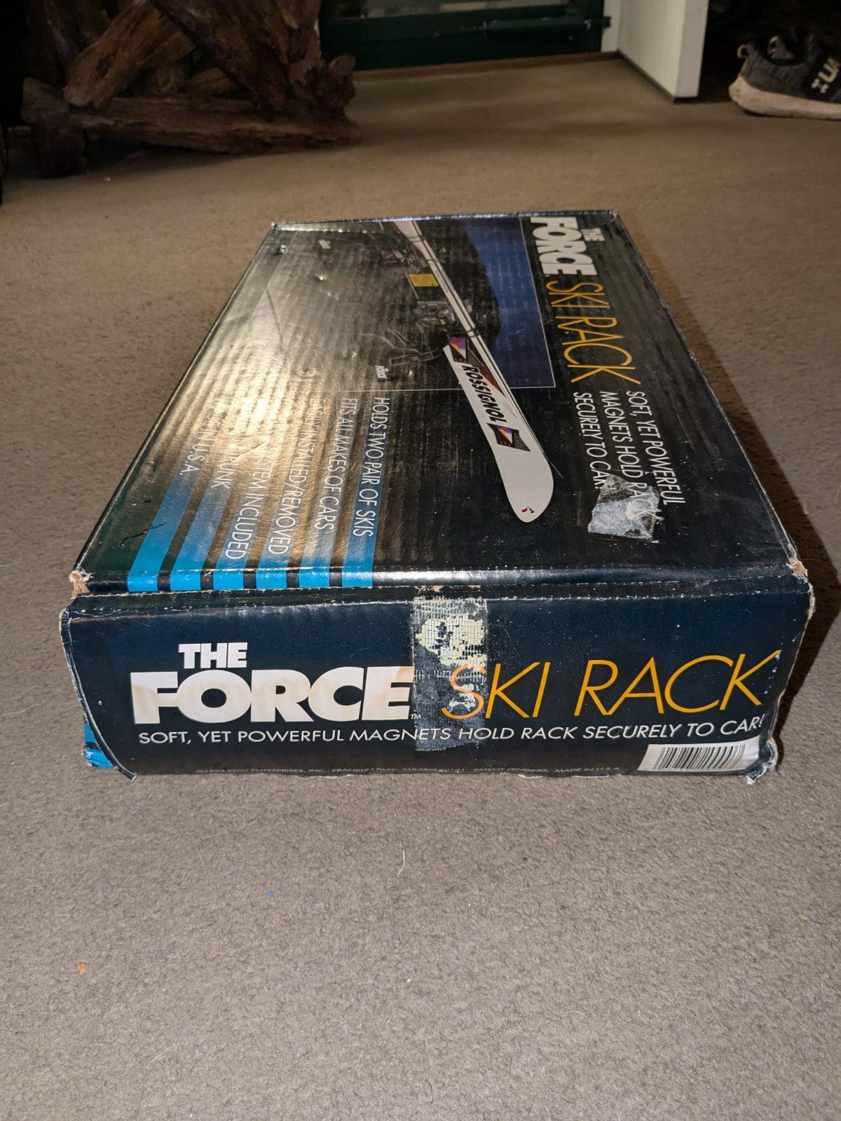 Vintage Magnetic Ski Rack Car Carrier - Fits 2 Skis, Black, New Old Stock