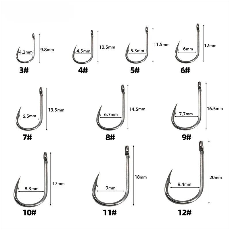 500pcs Fishing Hooks Set - Sharpened Black Silver Tackle Kit with Box, Multiple Sizes