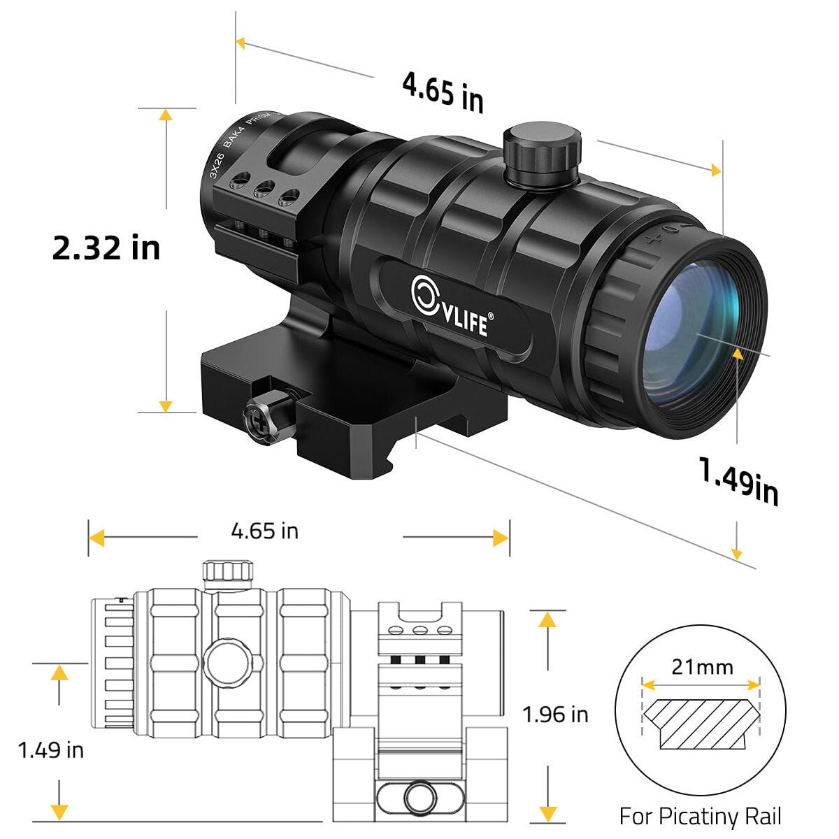 Red Dot with 3X Magnifier Combo, 4 Reticle Options, Mount