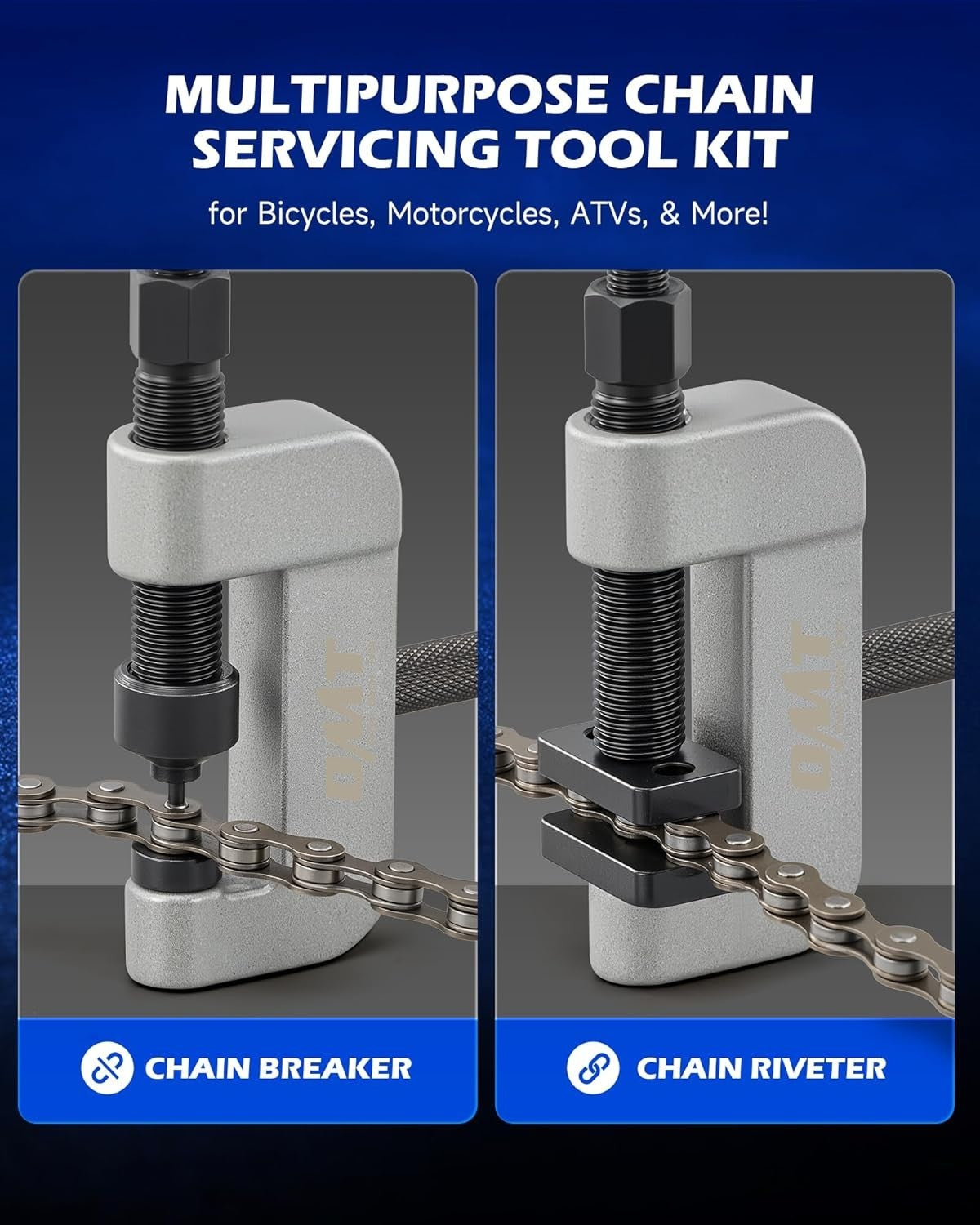 Motorcycle Chain Rivet Tool Kit 19-Piece with Powder Coated C-Frame for Chain Maintenance