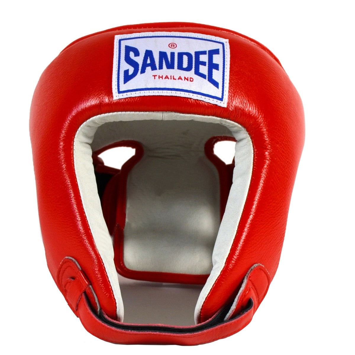 Open Face Leather Headgear for Boxing MMA - Small Red White