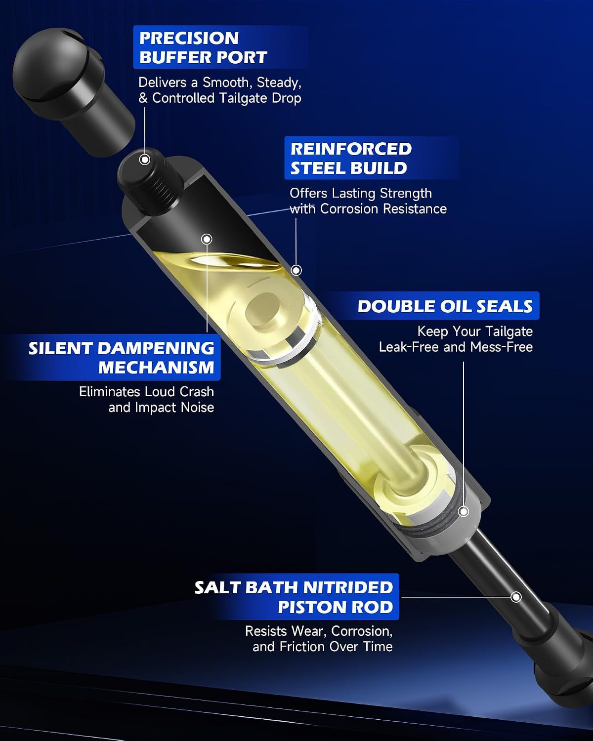 Tailgate Assist Shock for Silverado Sierra 2007-2019 - Black