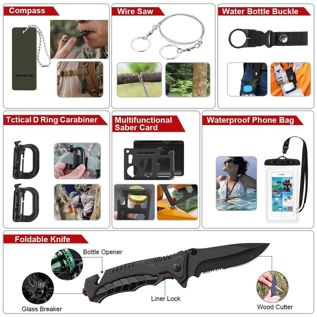 Emergency Survival Kit with 251-Piece Outdoor & First Aid Gear