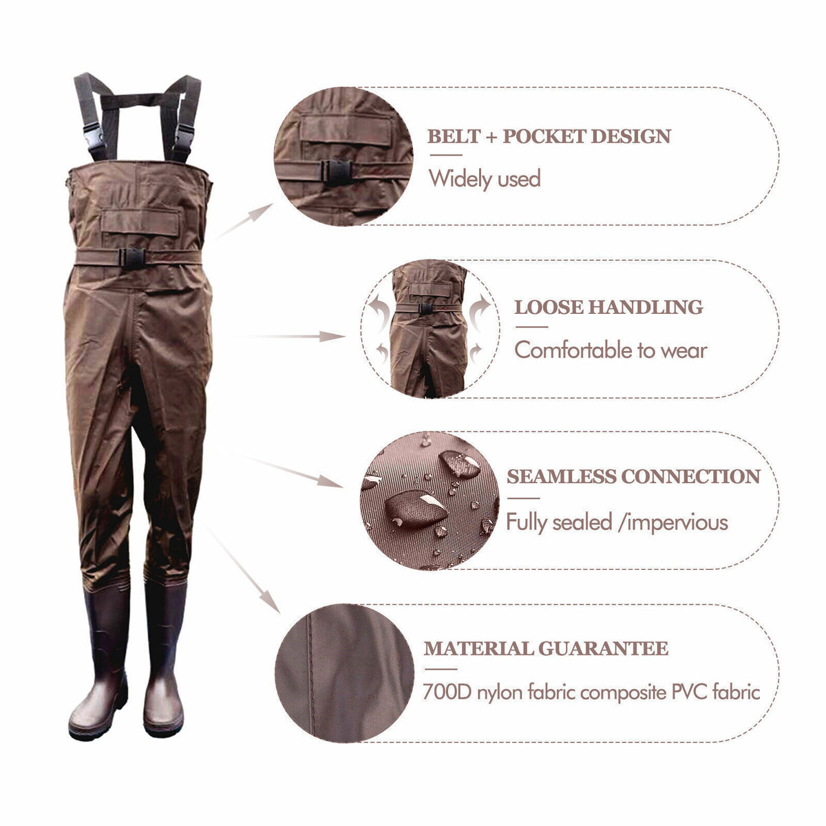 Waterproof Chest Waders for Fishing and Hunting - Nylon & PVC Bootfoot, All Sizes & Colors