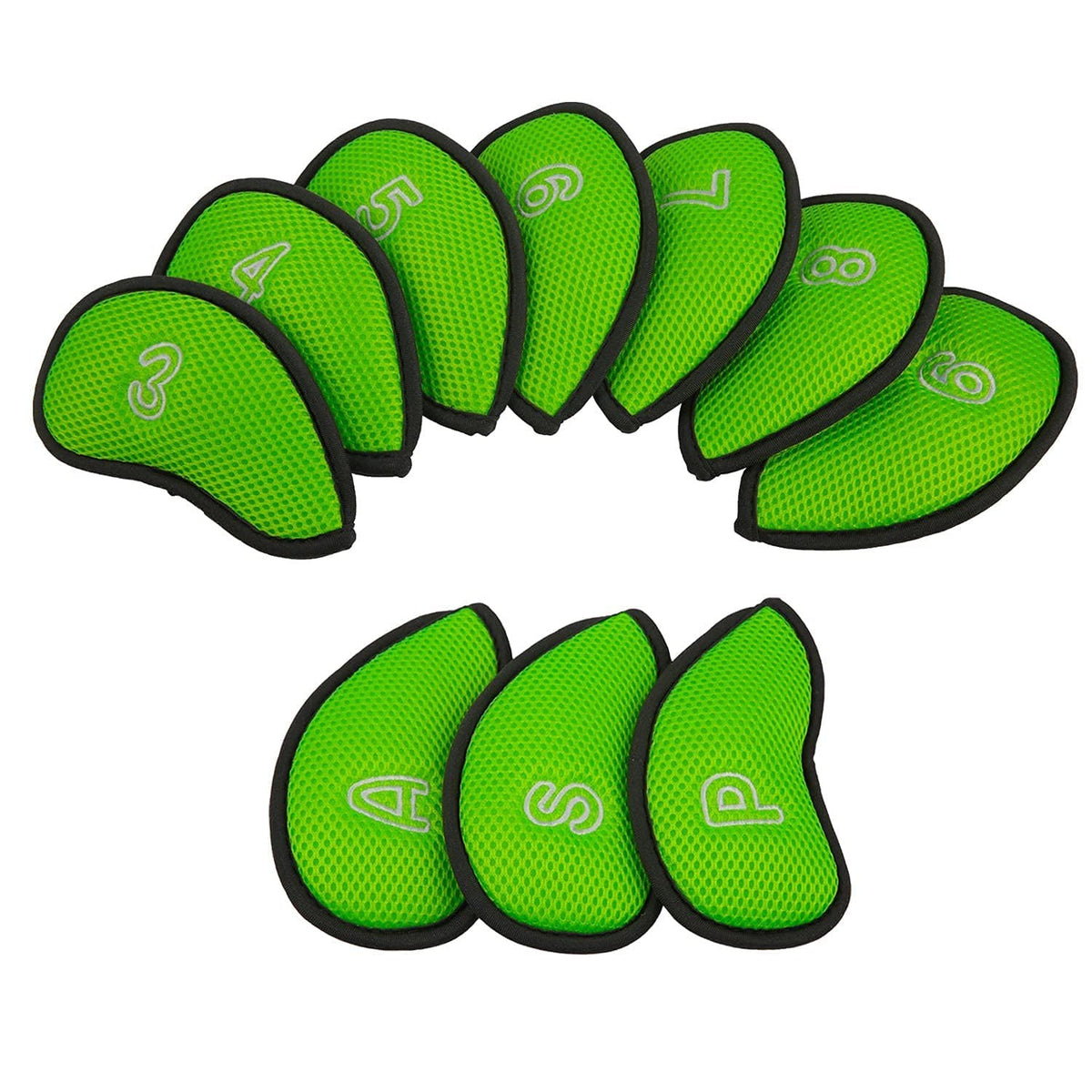 Golf Iron Covers Set - Mesh Head Covers for Most Irons Bright Green