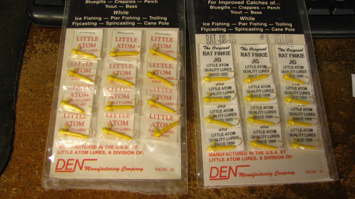Little Atom Rat Finkie Jigs 24 Pack Size 8 Yellow Ice Fishing Tackle