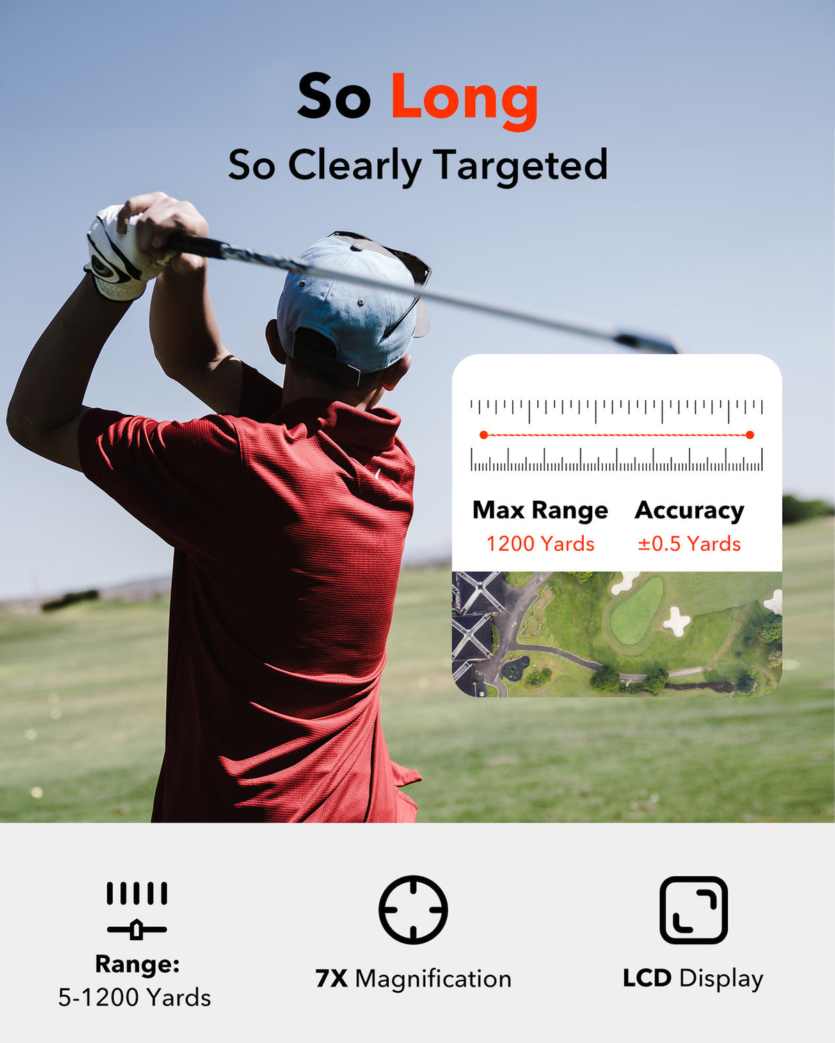 Laser Range Finder for Golf 1200 Yards Slope & Tournament Mode 7X Magnification