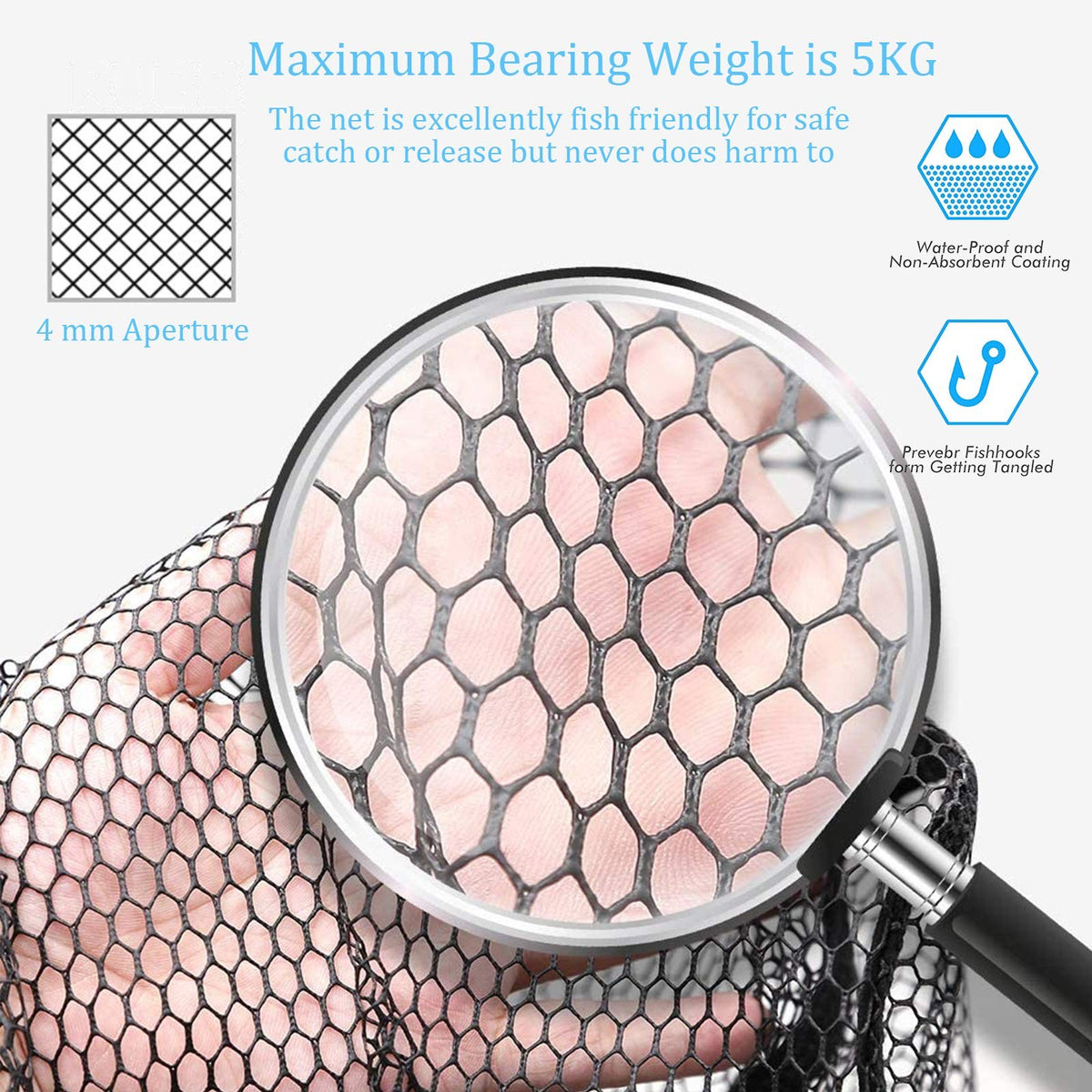 Fishing Landing Net with Telescoping Aluminum Pole - 59 Inch, Silver