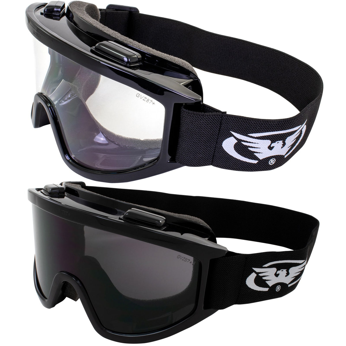 Motorcycle Goggles Anti-Fog Windshield Eye Protection 2 Pack Black Frame