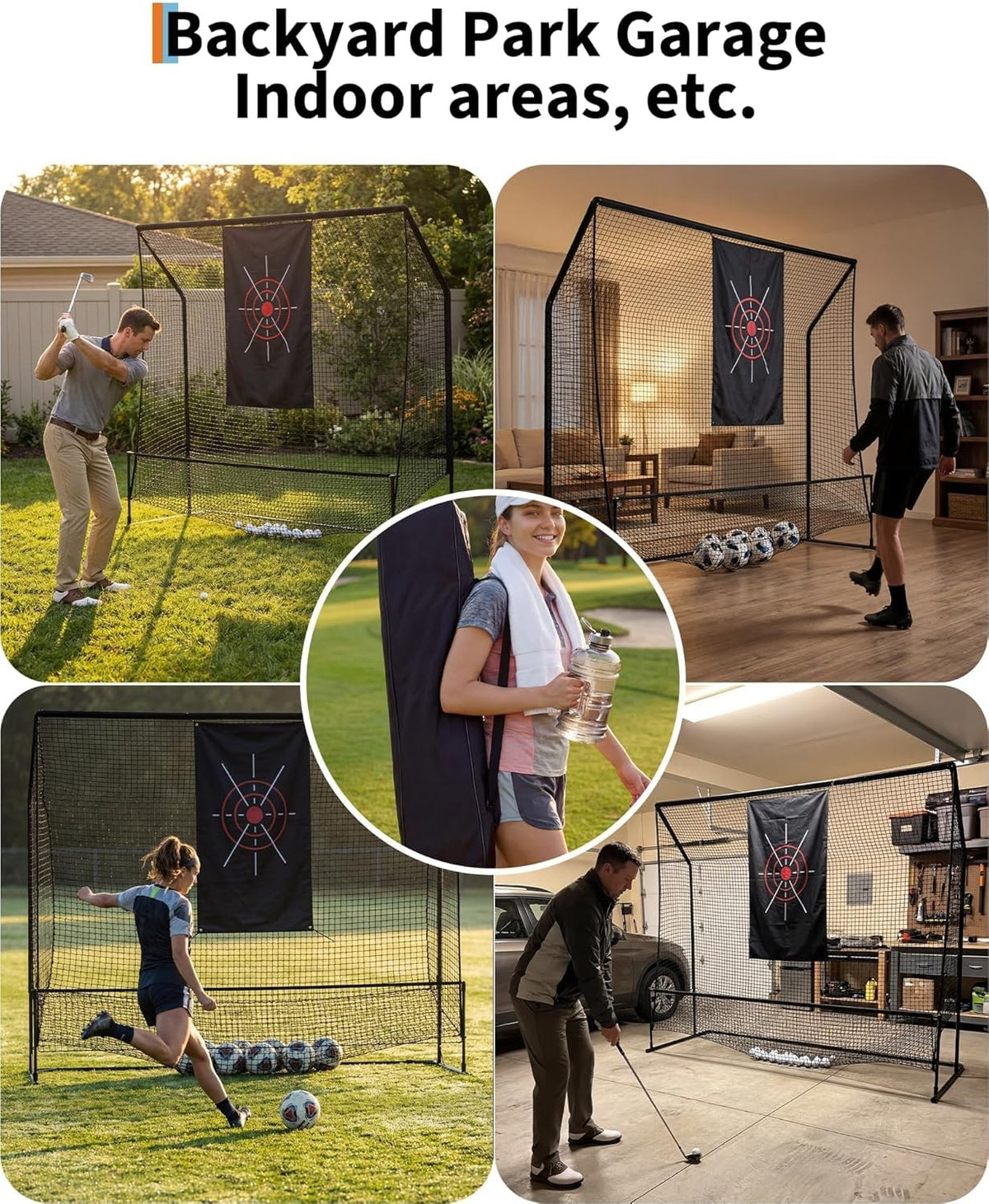 10x7.5FT Golf Practice Net with Ball Collection & Noise-Reducing Impact Cloth