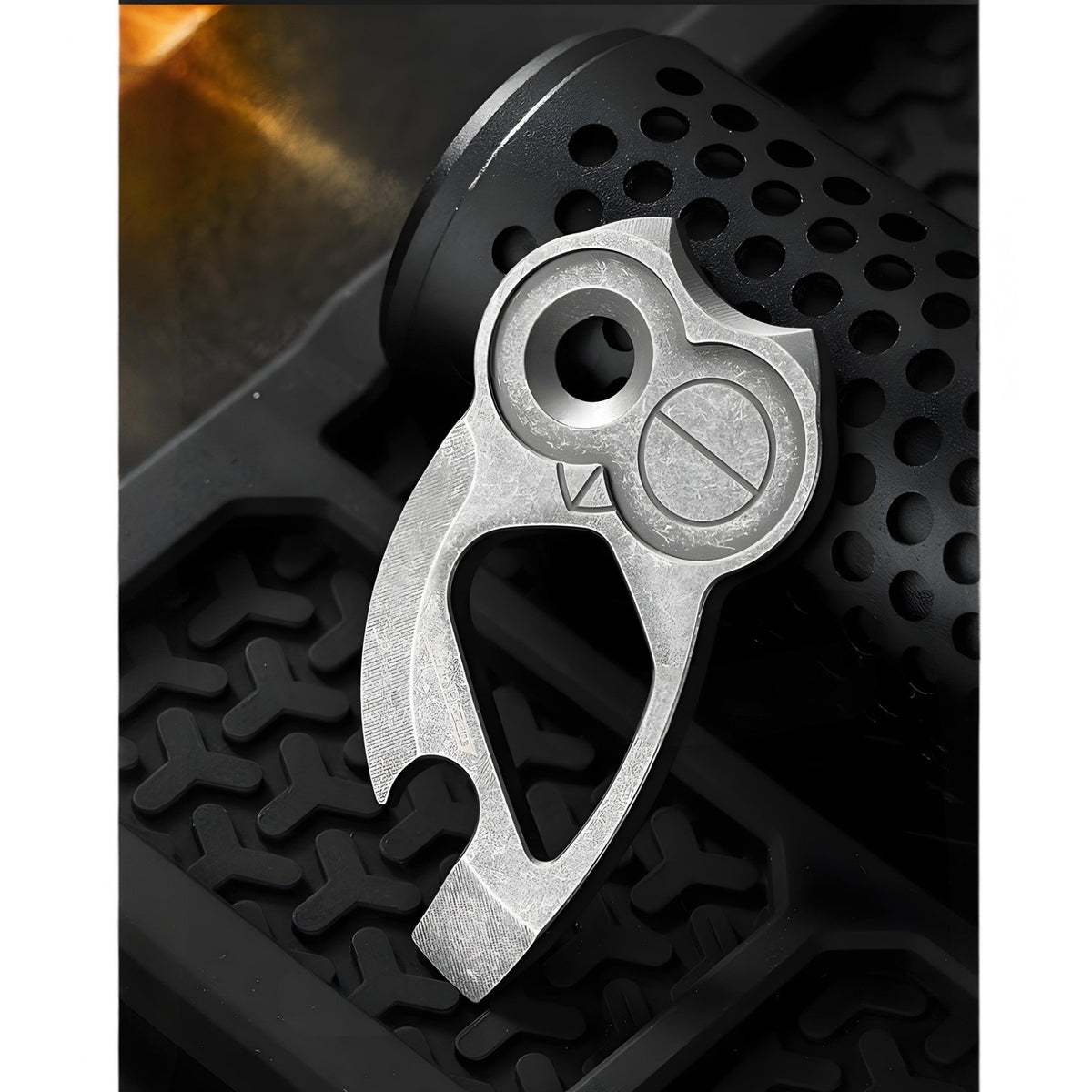 Titanium Multi-Tool Keychain Pry Bar Owl Shape EDC Pocket Tool - Sandblasted or Stonewashed