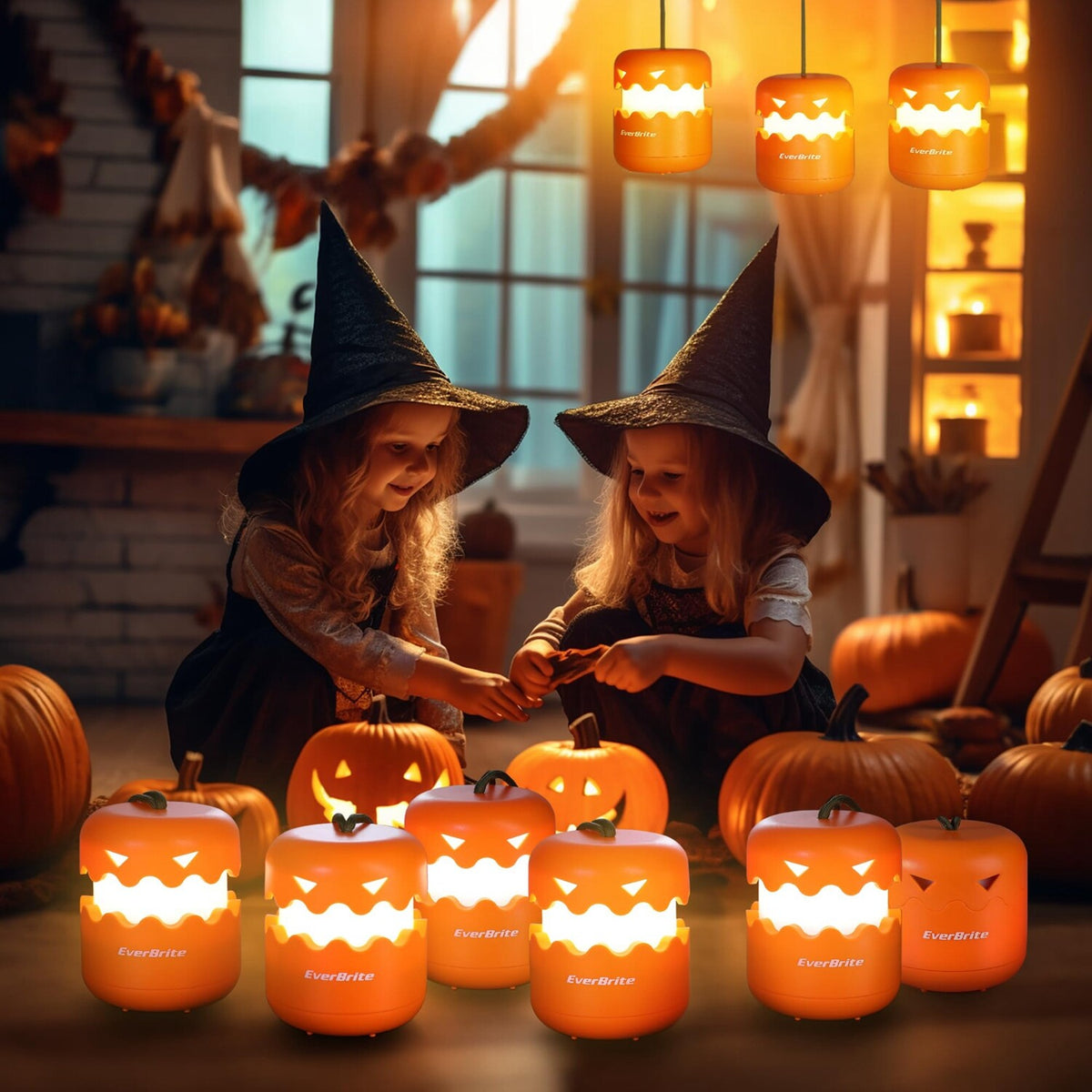 Halloween Pumpkin Lantern 3-Pack Collapsible Light with Lanyard for Decorations