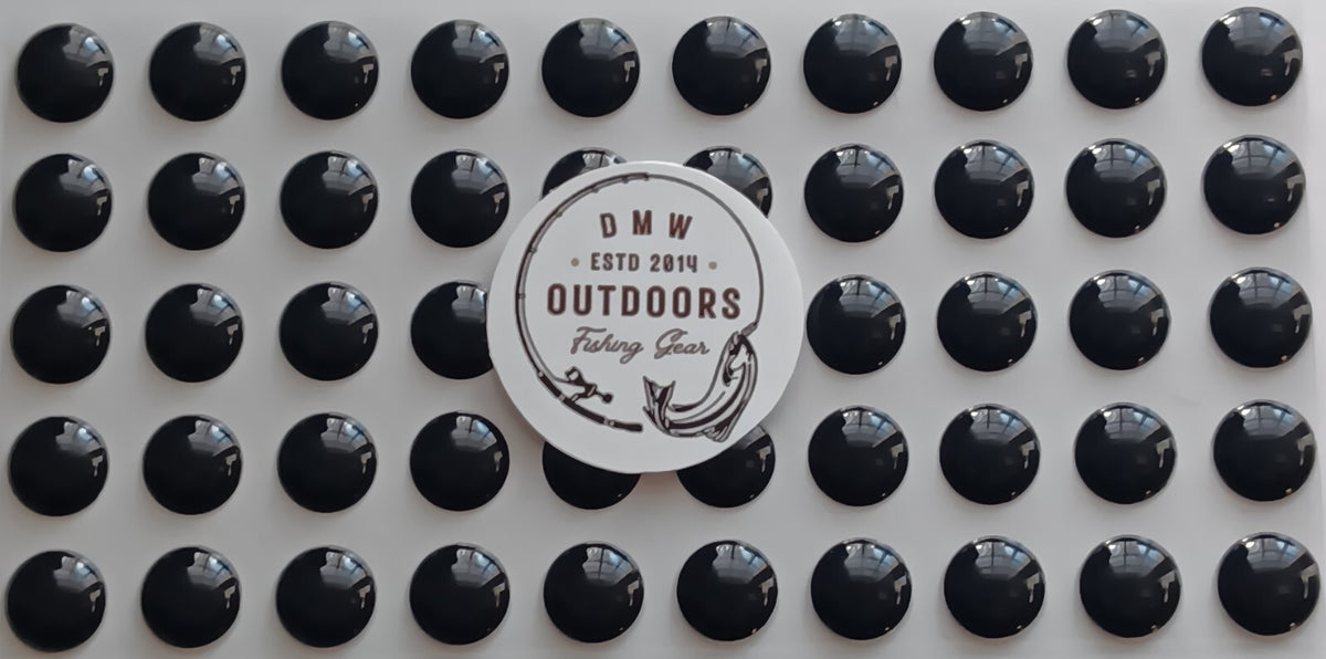 8mm Black 3D Fish Eyes for Fly Tying, Lures & Jigs - 100 Pack