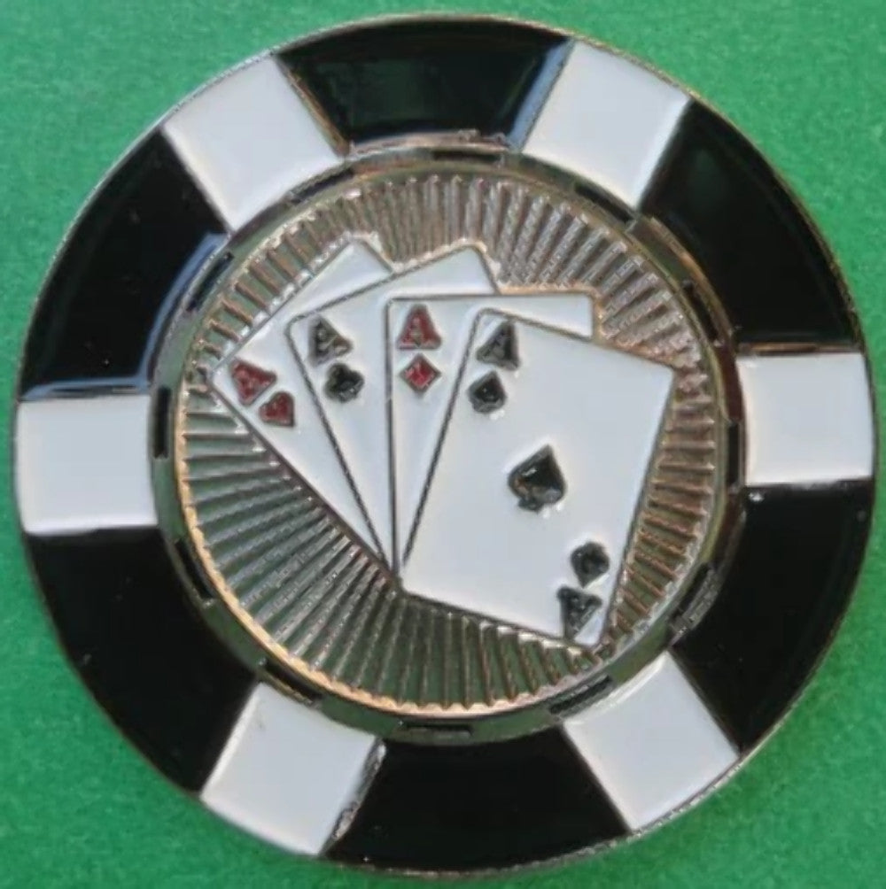 Poker Chip Ball Marker - 4 Aces Metal Golf & Poker Accessories