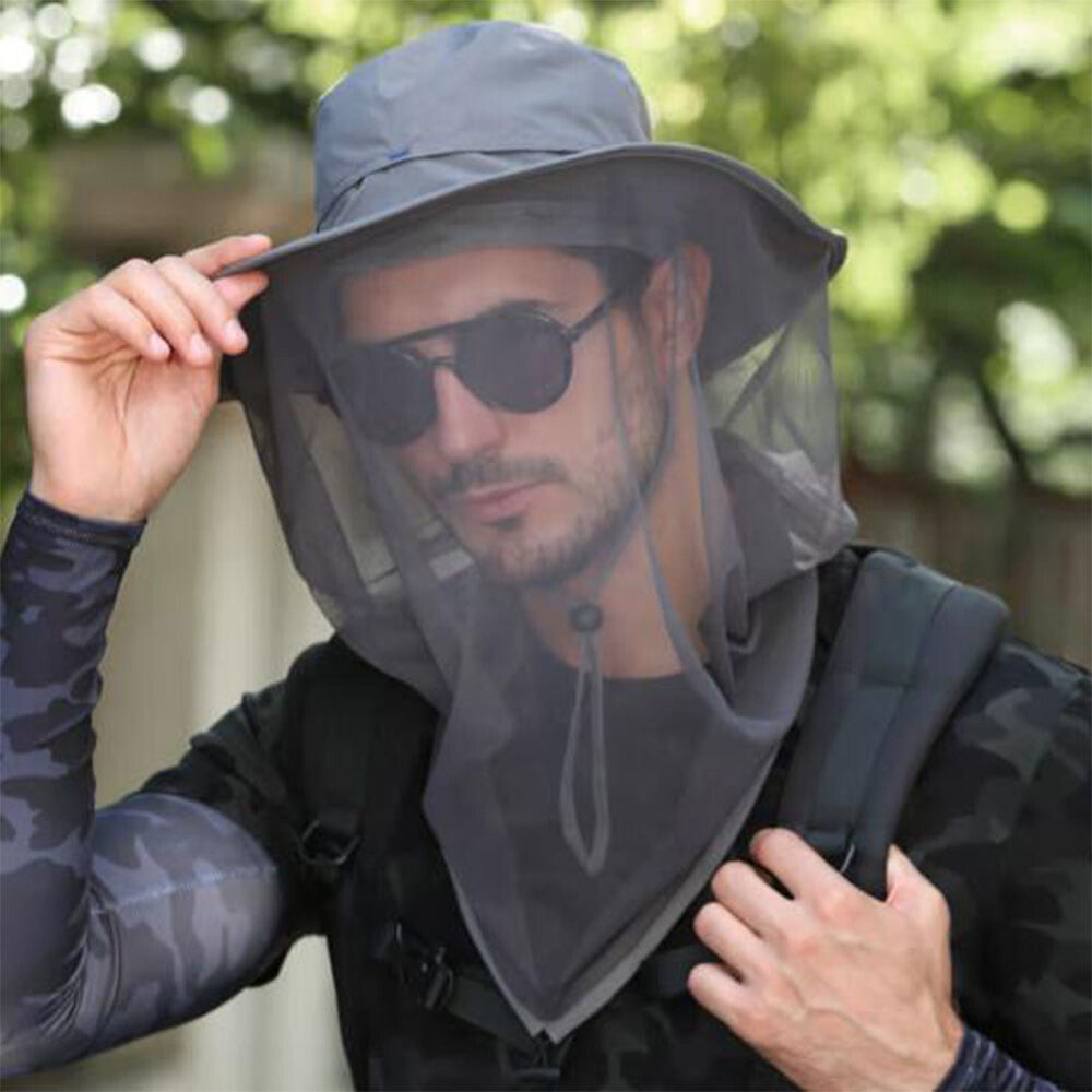 Outdoor Mosquito Net Hat with Sun Protection and Adjustable Mesh Cap