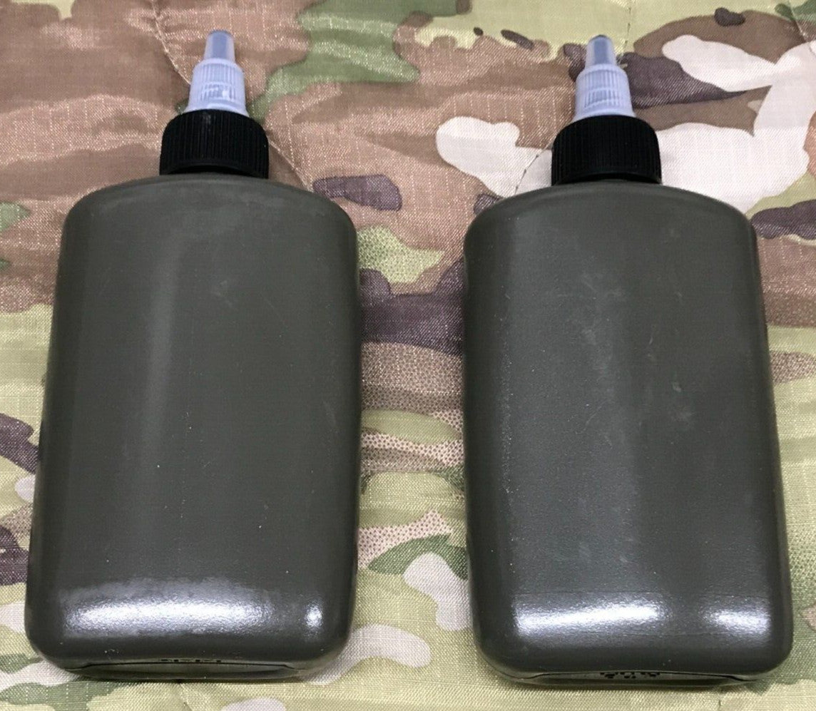 2 Pack Military-Style 4 oz Empty OD Green Weapons Oil Bottles