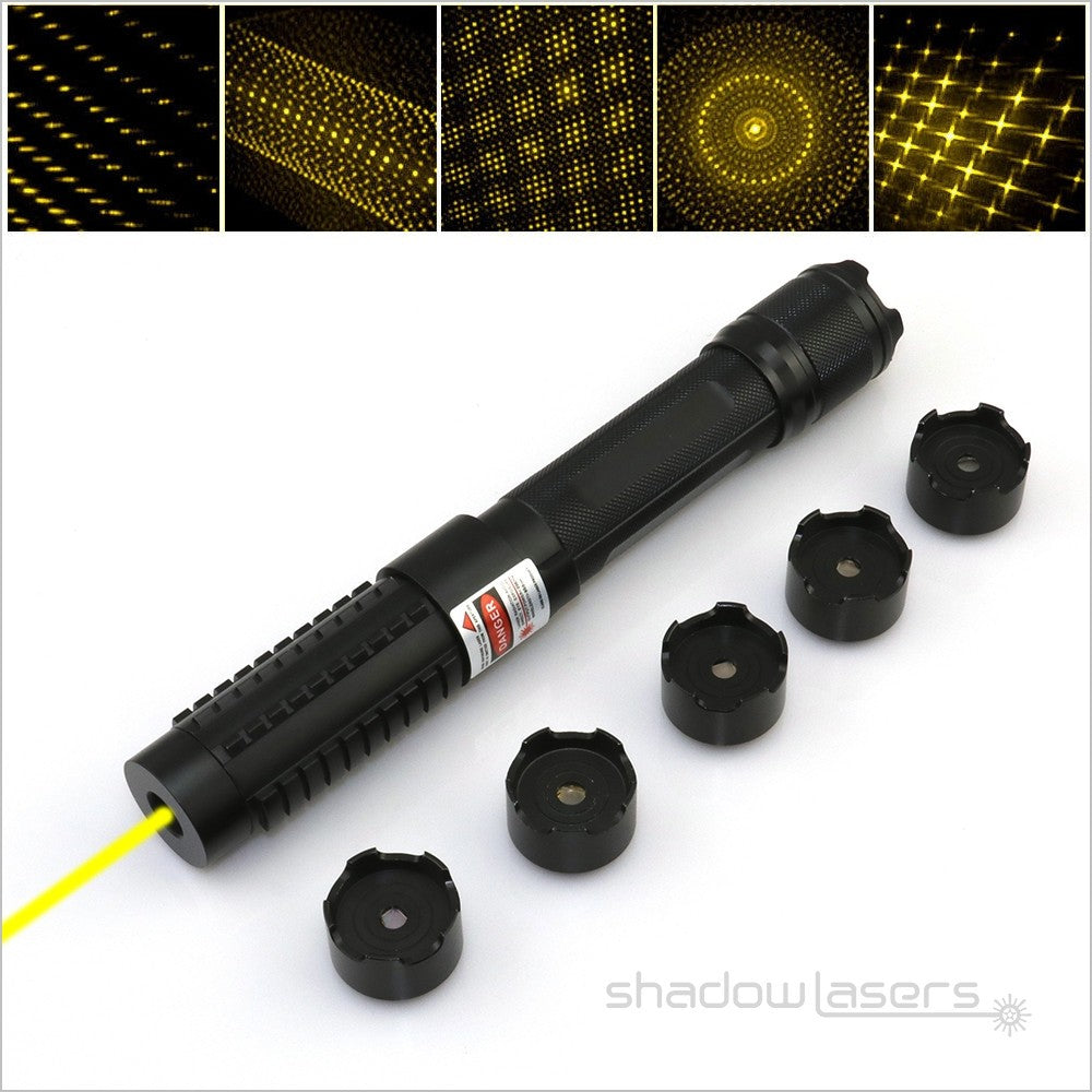 593nm Yellow Handheld Laser Pointer with Adjustable Focus and Safety Goggles