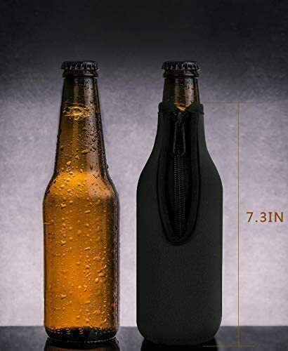 4 Pack Insulated Beer Bottle Sleeves with Zipper Keep Drinks Cold & Hands Dry