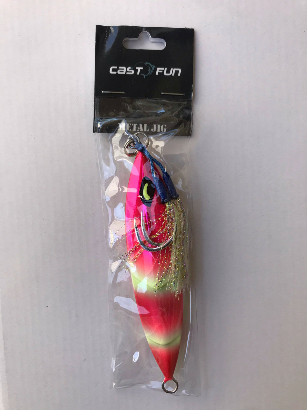 250g Lead Flat Slow Fall Fishing Jig Lure with Glow Assist Hooks - Saltwater Tackle