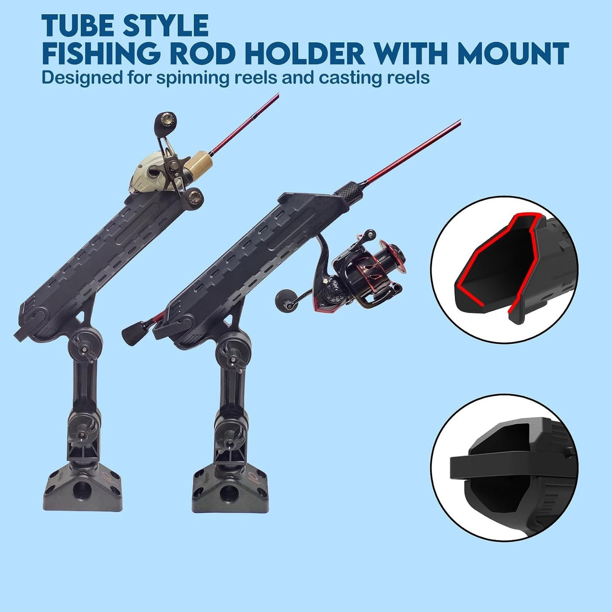 Boat and Kayak Fishing Rod Holders 360° Adjustable Side Deck Mount